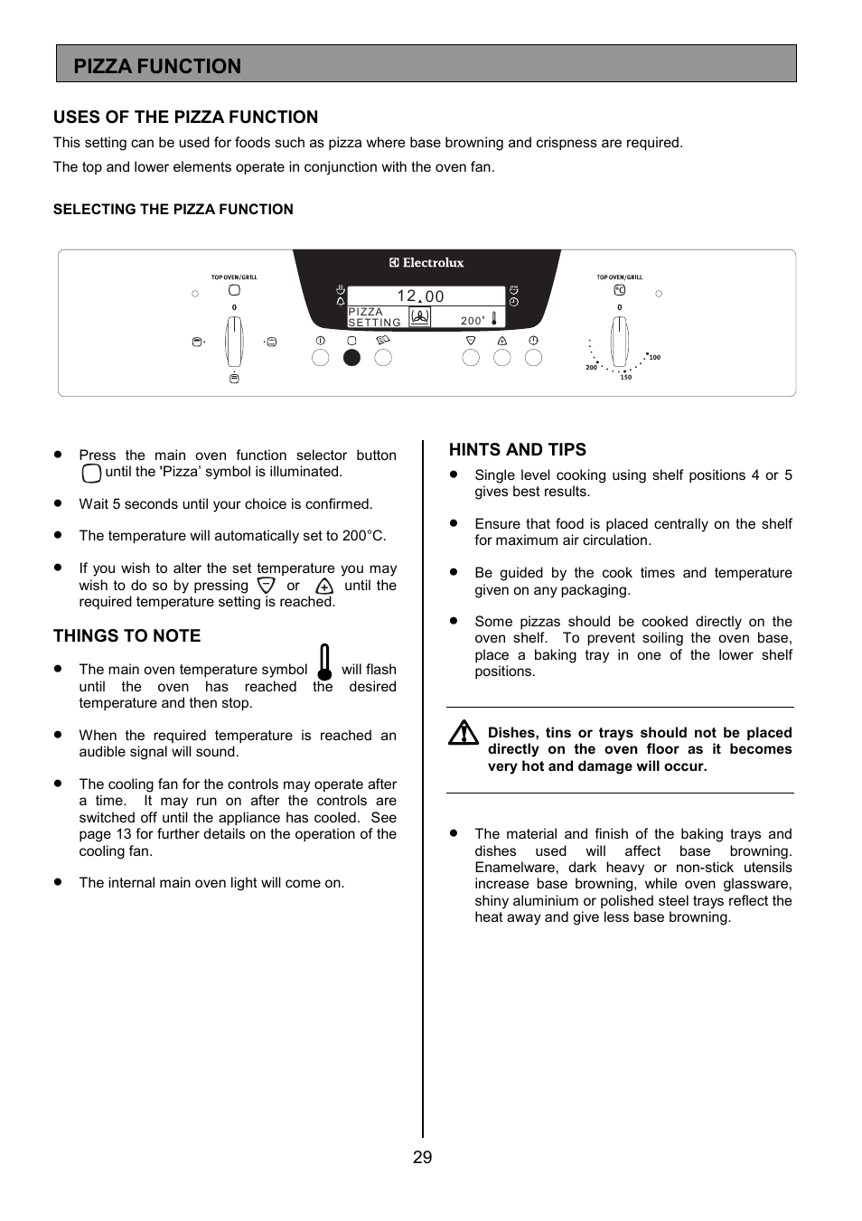 Pizza function | Electrolux EOD6390 User Manual | Page 29 / 52
