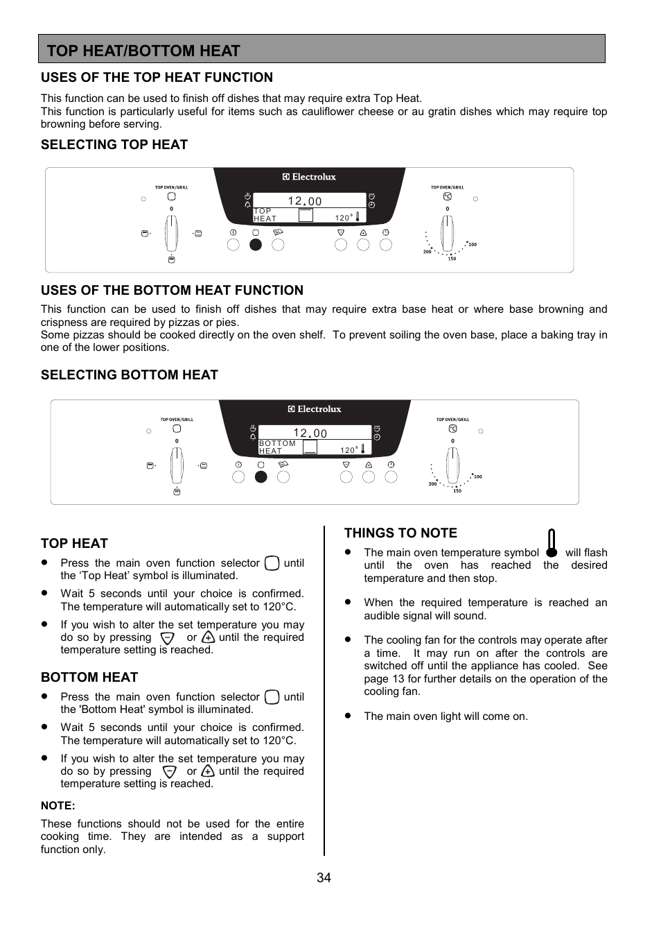 Top heat/bottom heat | Electrolux EOD6390 User Manual | Page 34 / 52