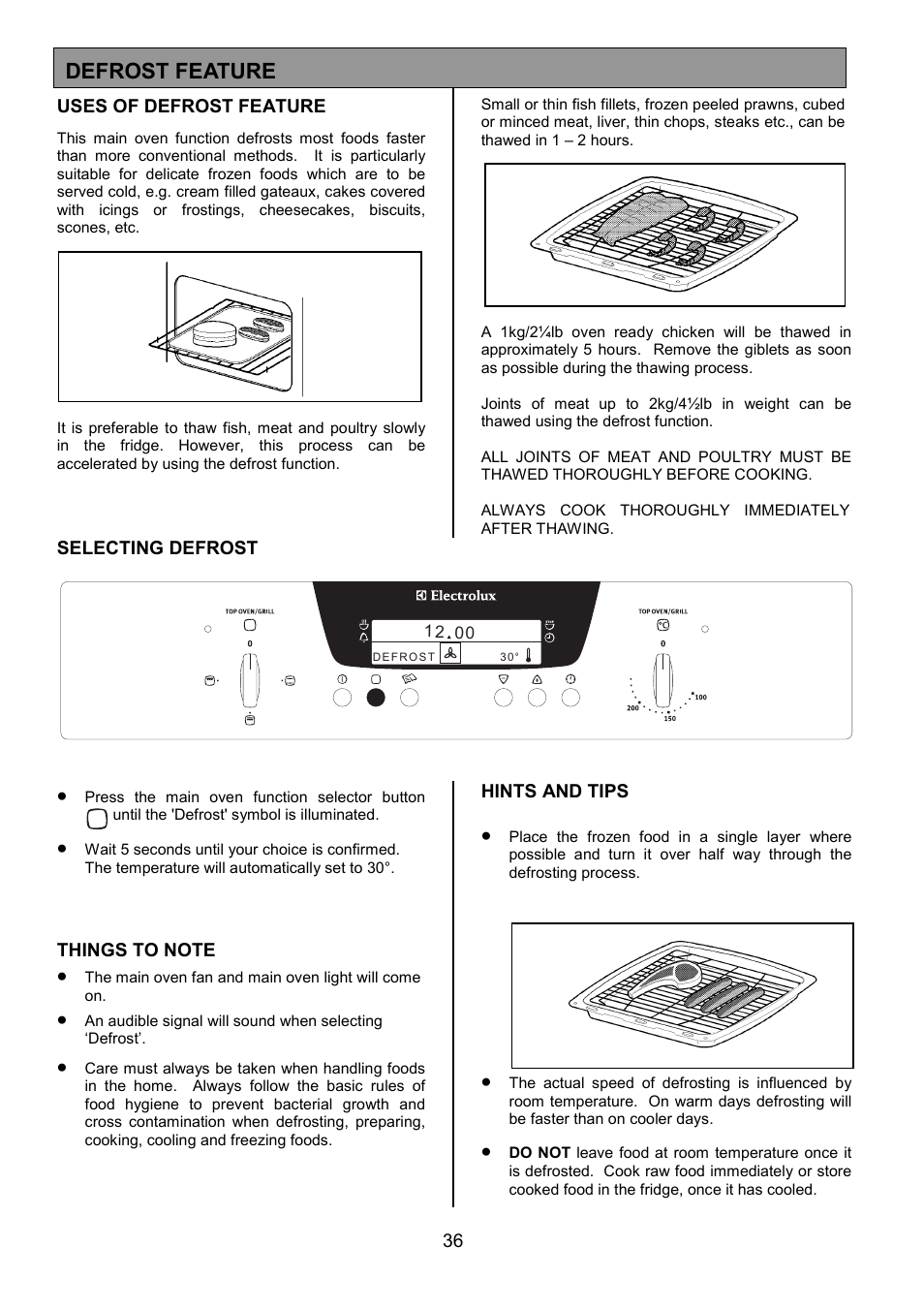 Defrost feature | Electrolux EOD6390 User Manual | Page 36 / 52