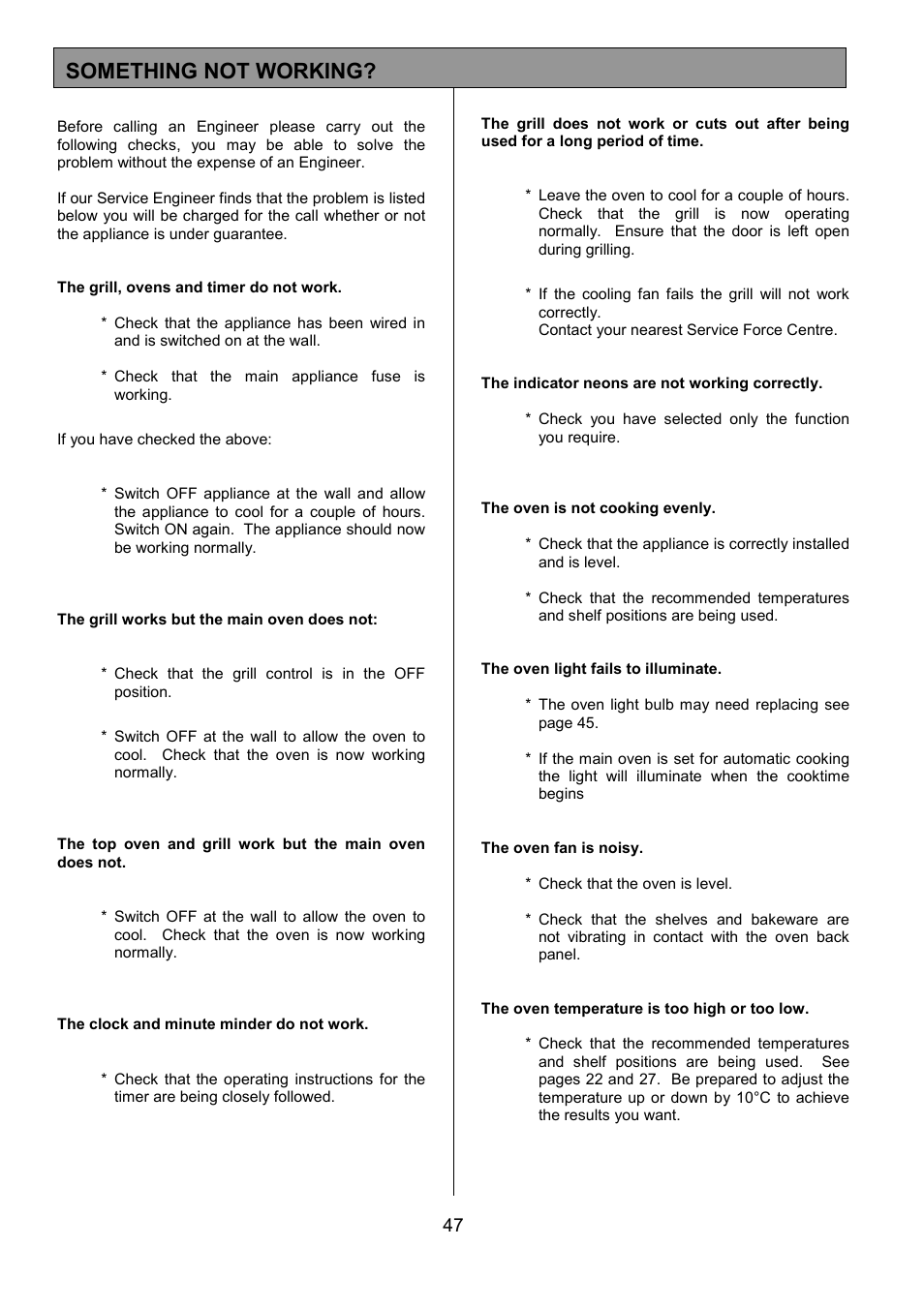 Something not working | Electrolux EOD6390 User Manual | Page 47 / 52