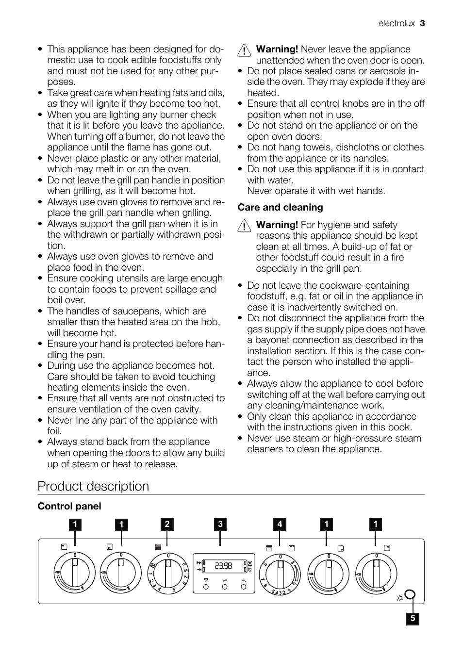 Product description | Electrolux EIKG5547 User Manual | Page 3 / 28