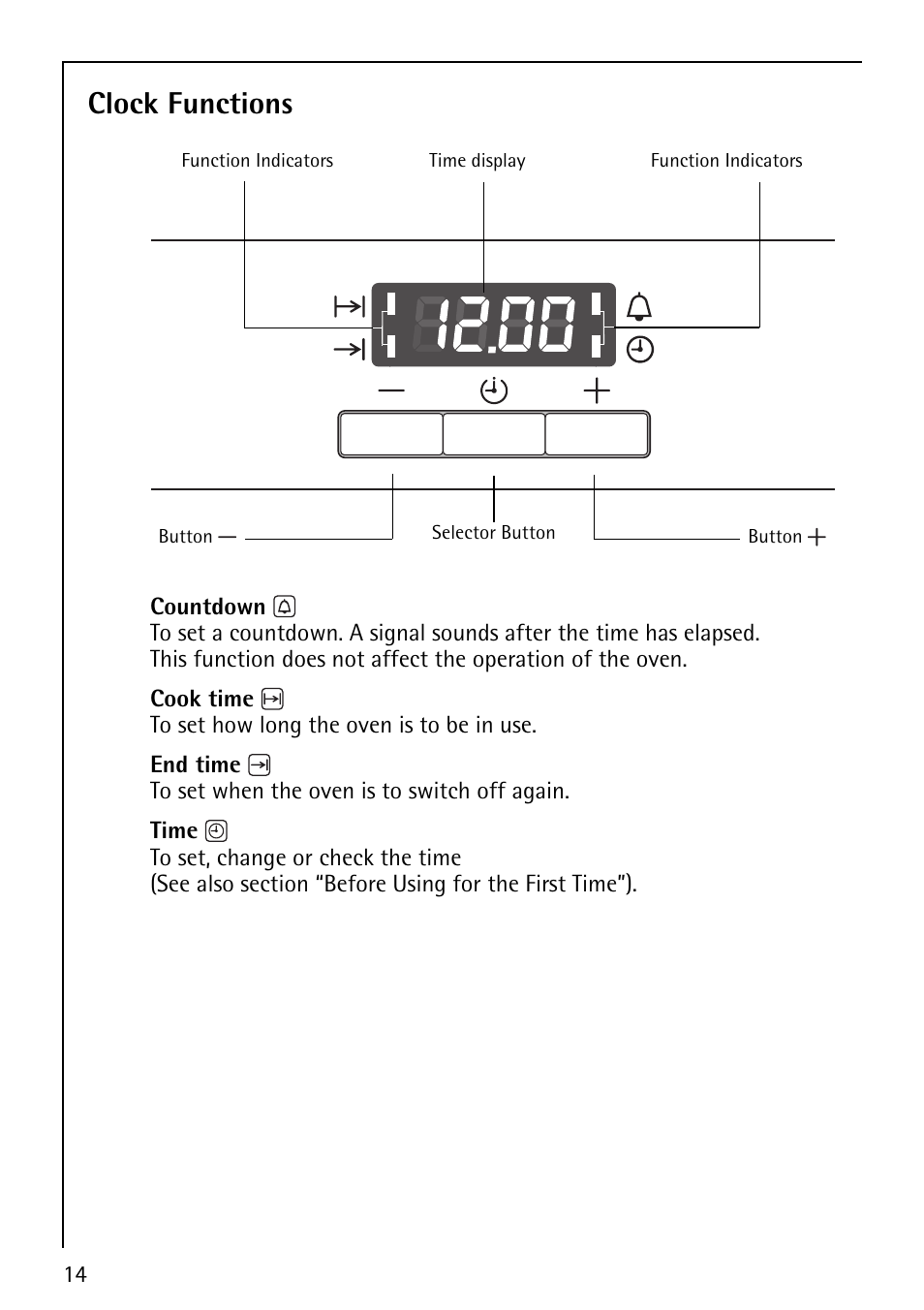 Clock functions | Electrolux B1180-4 User Manual | Page 14 / 52