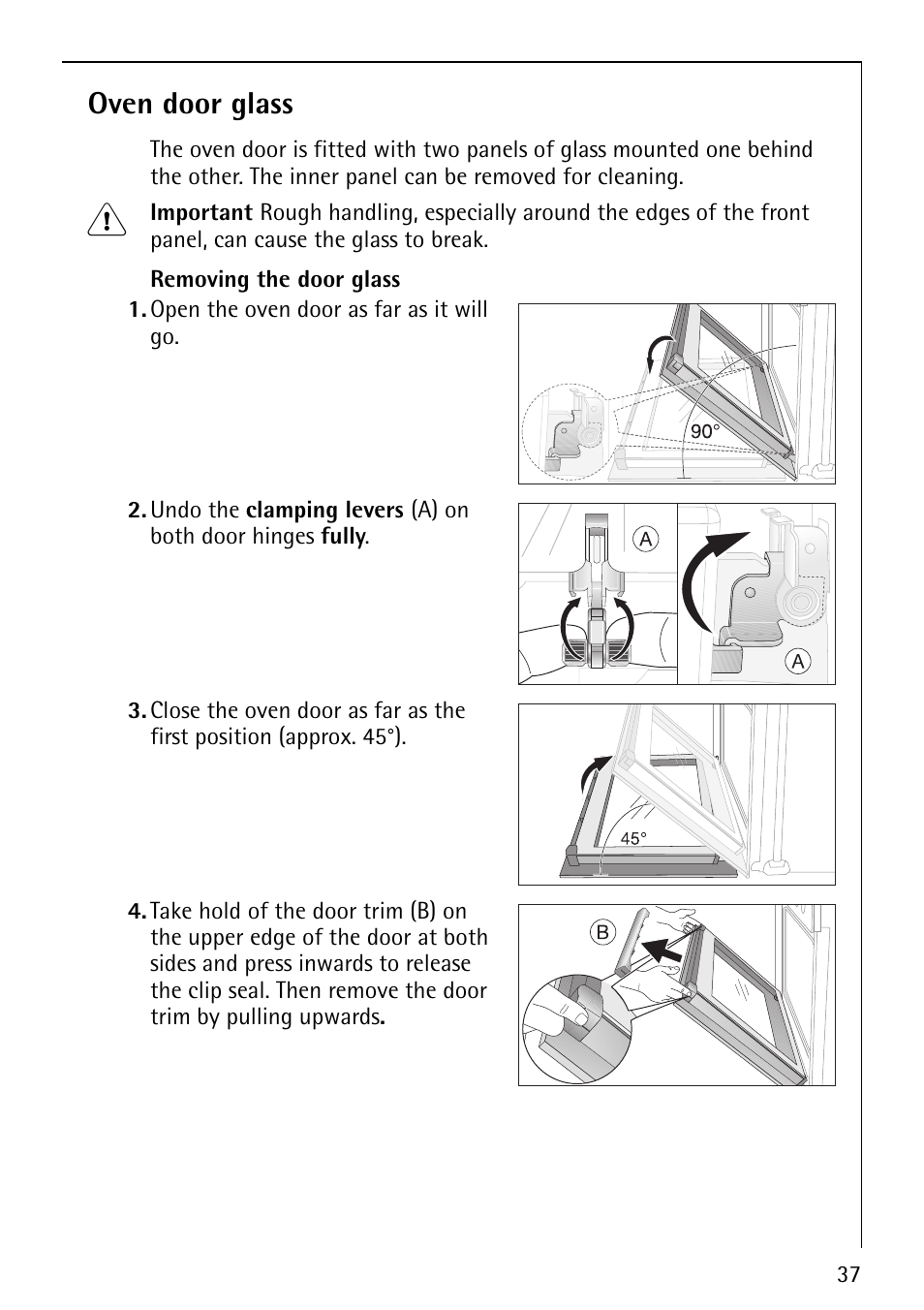 Oven door glass | Electrolux B1180-4 User Manual | Page 37 / 52