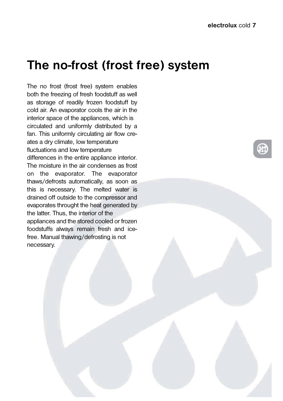 The no-frost (frost free) system | Electrolux 820 41 77 06 User Manual | Page 7 / 20