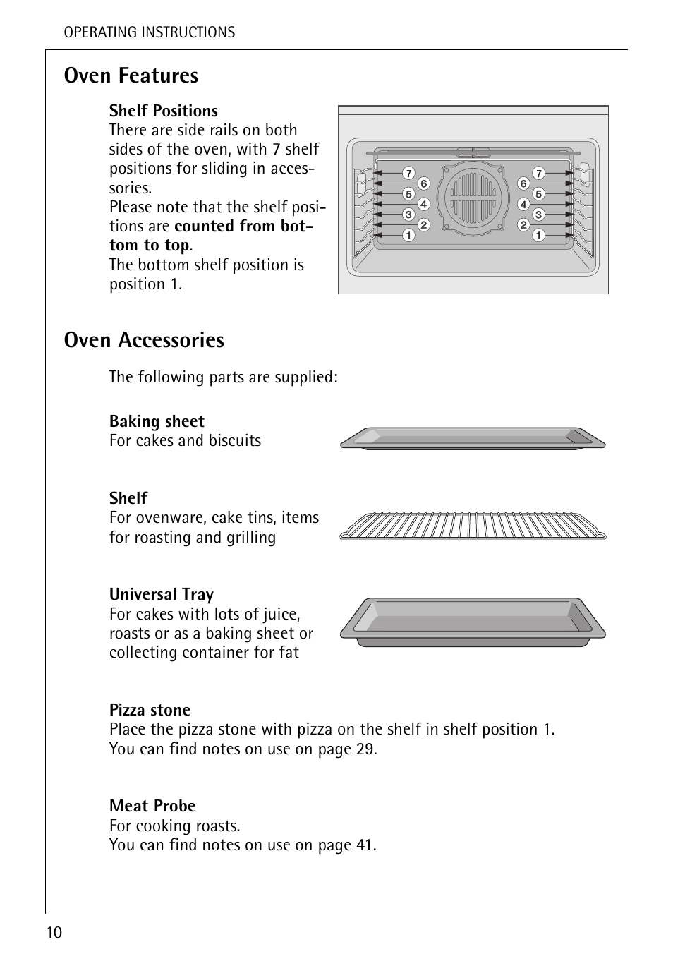 Oven features, Oven accessories | Electrolux U25493 B 8139-4-m User Manual | Page 10 / 64