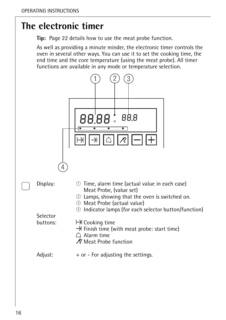 The electronic timer | Electrolux U25493 B 8139-4-m User Manual | Page 16 / 64
