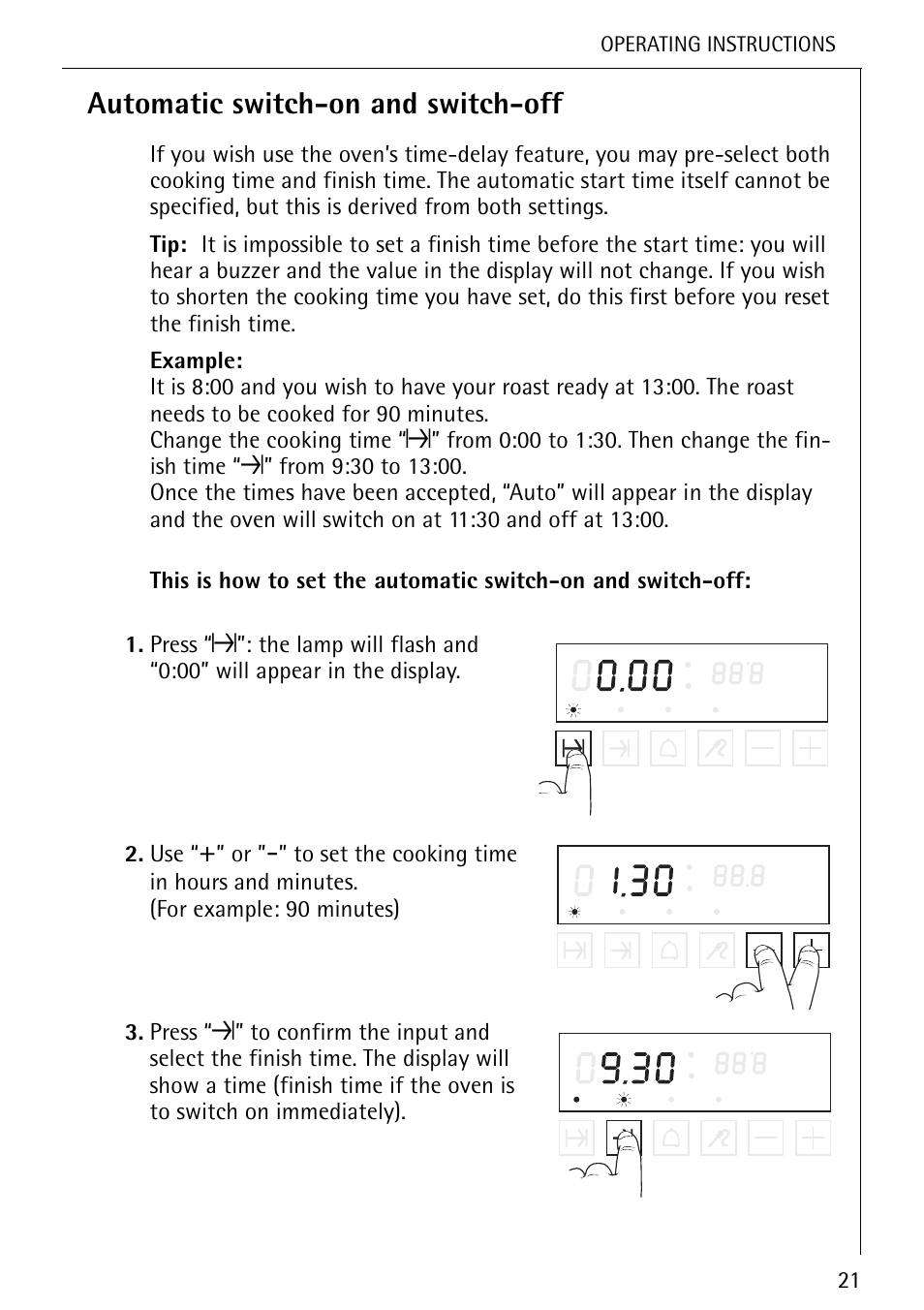 Automatic switch-on and switch-off | Electrolux U25493 B 8139-4-m User Manual | Page 21 / 64