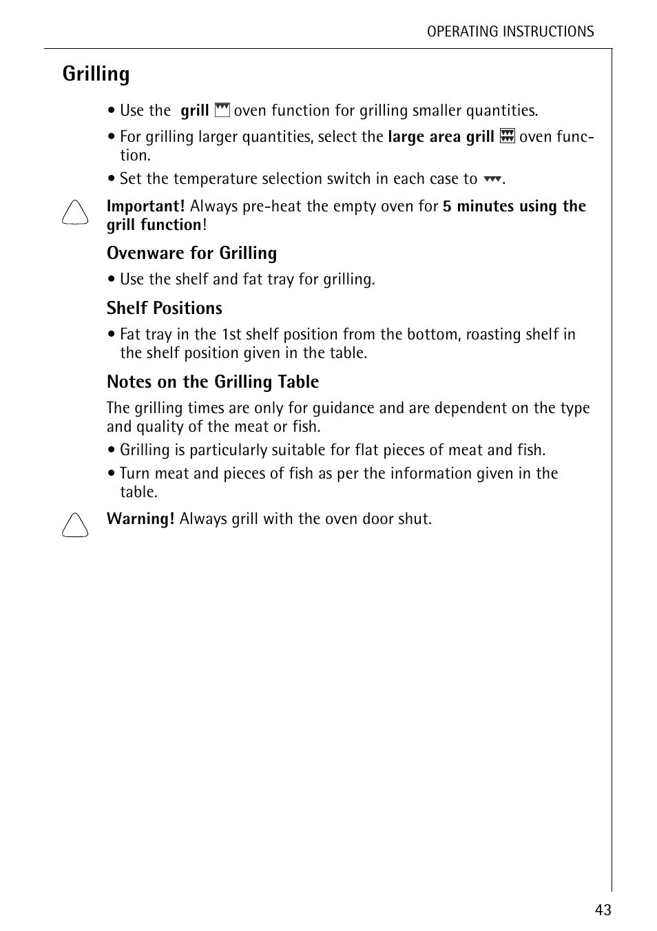 Grilling | Electrolux U25493 B 8139-4-m User Manual | Page 43 / 64