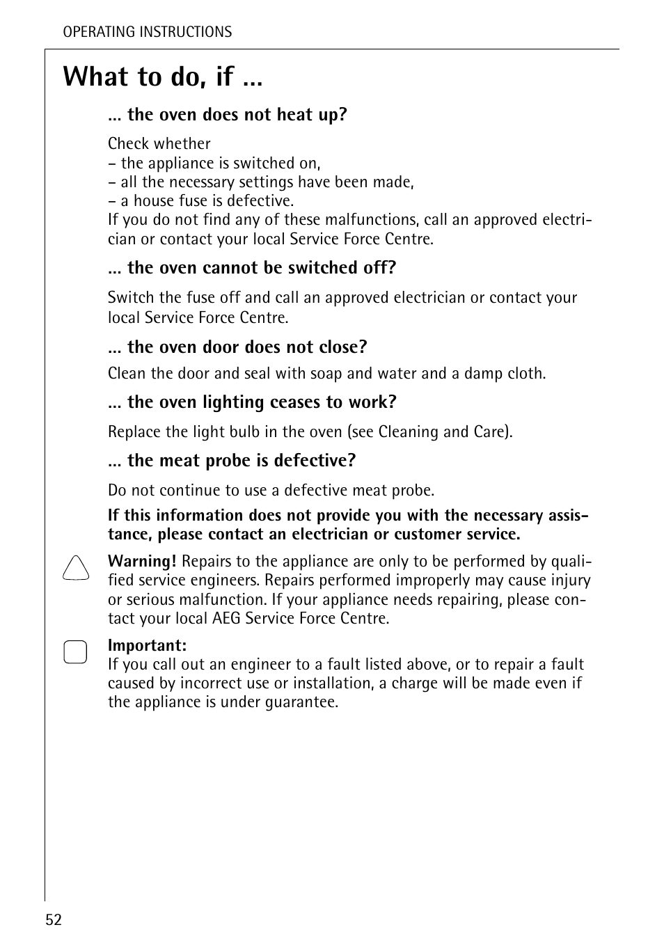 What to do, if | Electrolux U25493 B 8139-4-m User Manual | Page 52 / 64