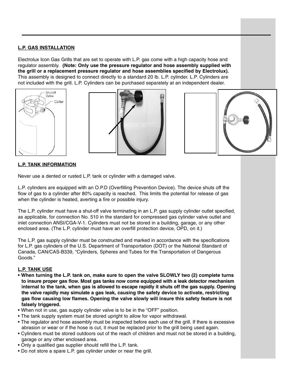 Gas requirements | Electrolux 51" Stainless Steel Gas Grill User Manual | Page 10 / 19