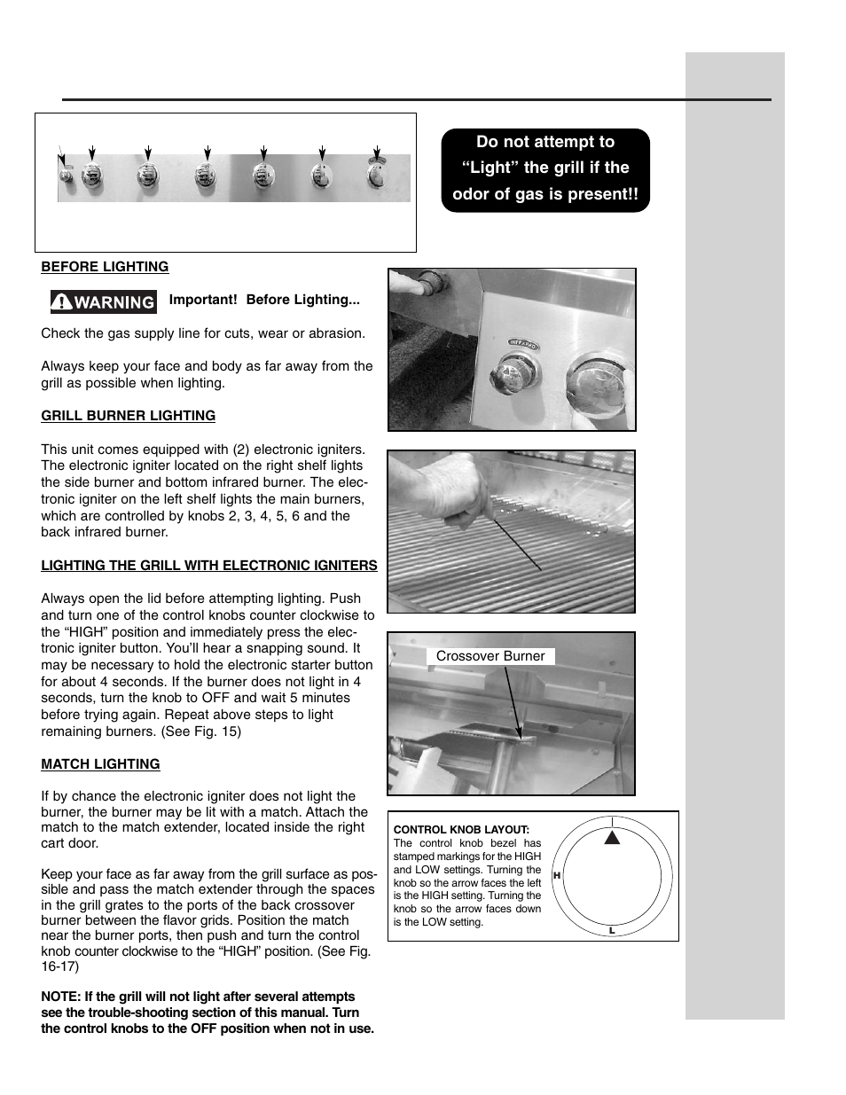 Lighting the grill | Electrolux 51" Stainless Steel Gas Grill User Manual | Page 12 / 19