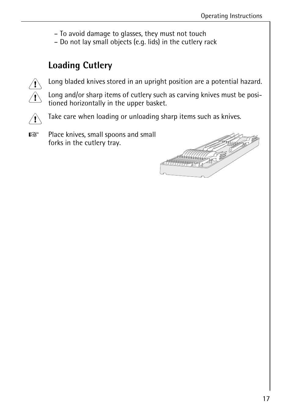 Loading cutlery | Electrolux 86050 VI User Manual | Page 17 / 44