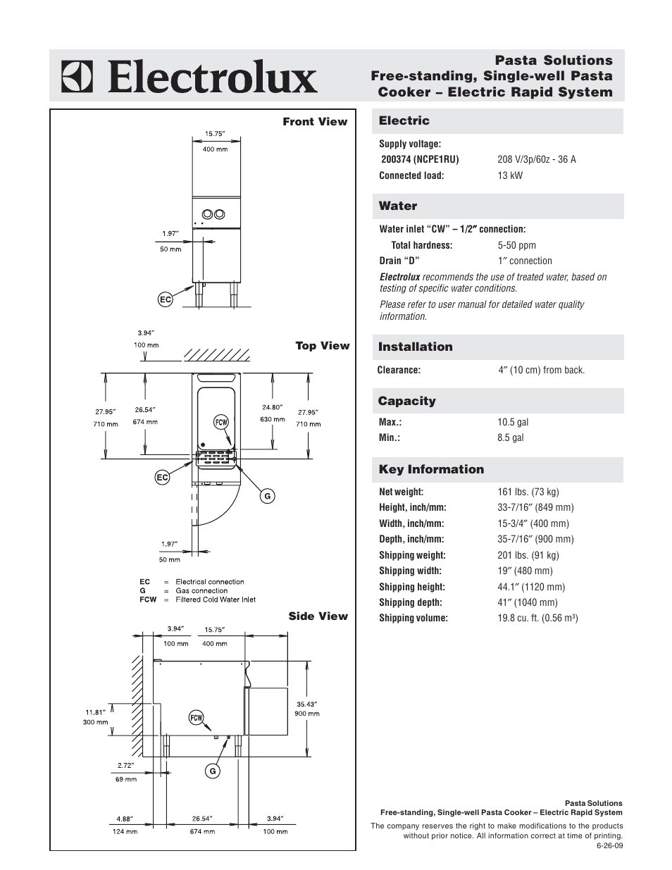 Electrolux NCPE1RU User Manual | Page 2 / 2