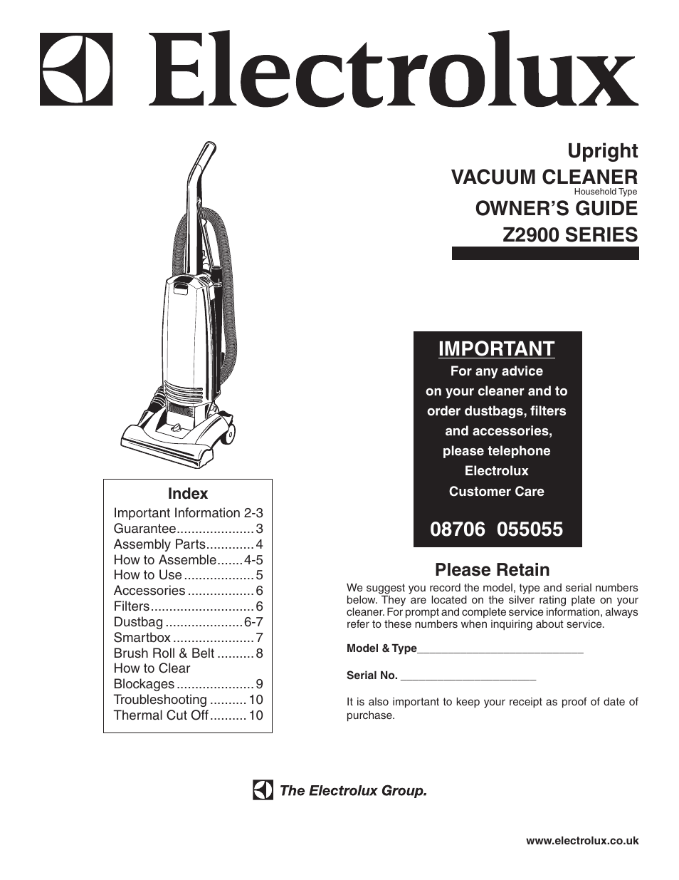 Electrolux Z2900 Series User Manual | 12 pages