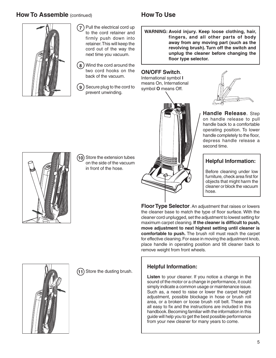 How to assemble, How to use | Electrolux Z2900 Series User Manual | Page 5 / 12