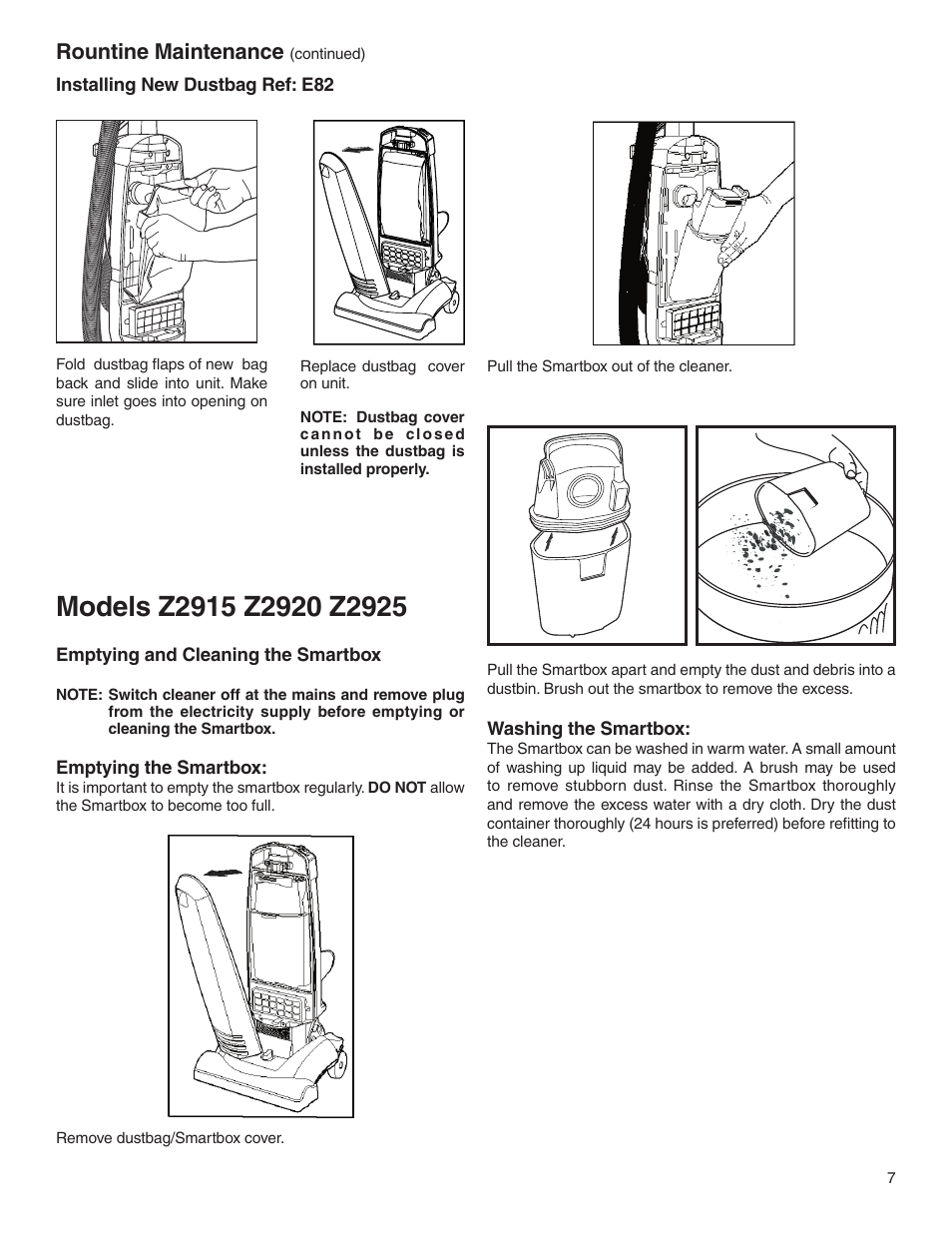 Rountine maintenance | Electrolux Z2900 Series User Manual | Page 7 / 12