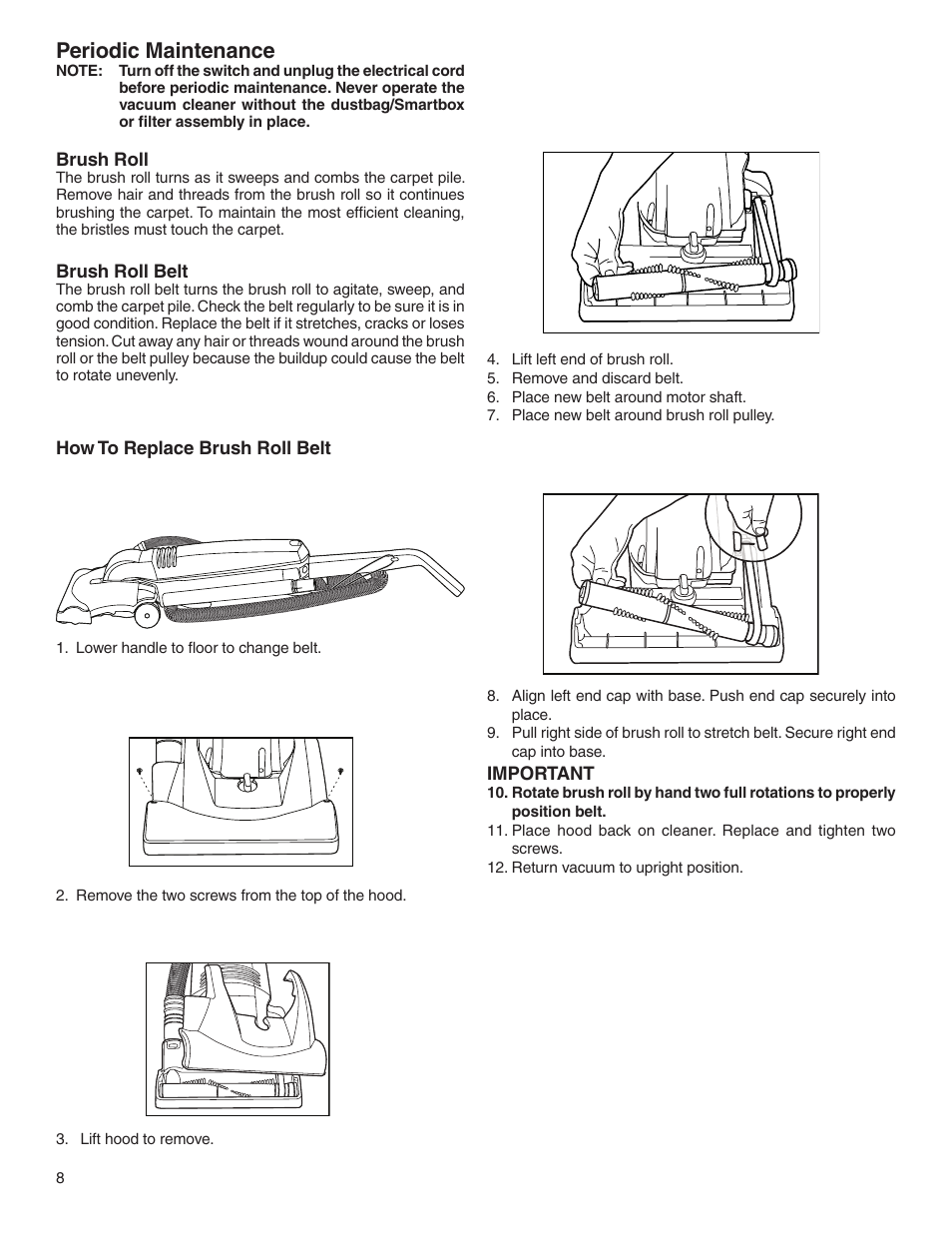 Periodic maintenance | Electrolux Z2900 Series User Manual | Page 8 / 12