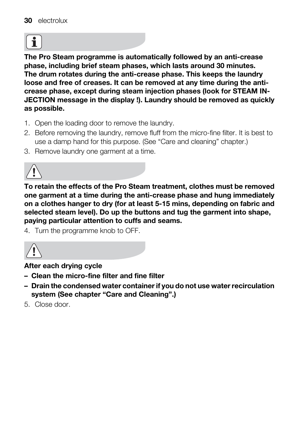 Electrolux TK SL5 E User Manual | Page 30 / 64