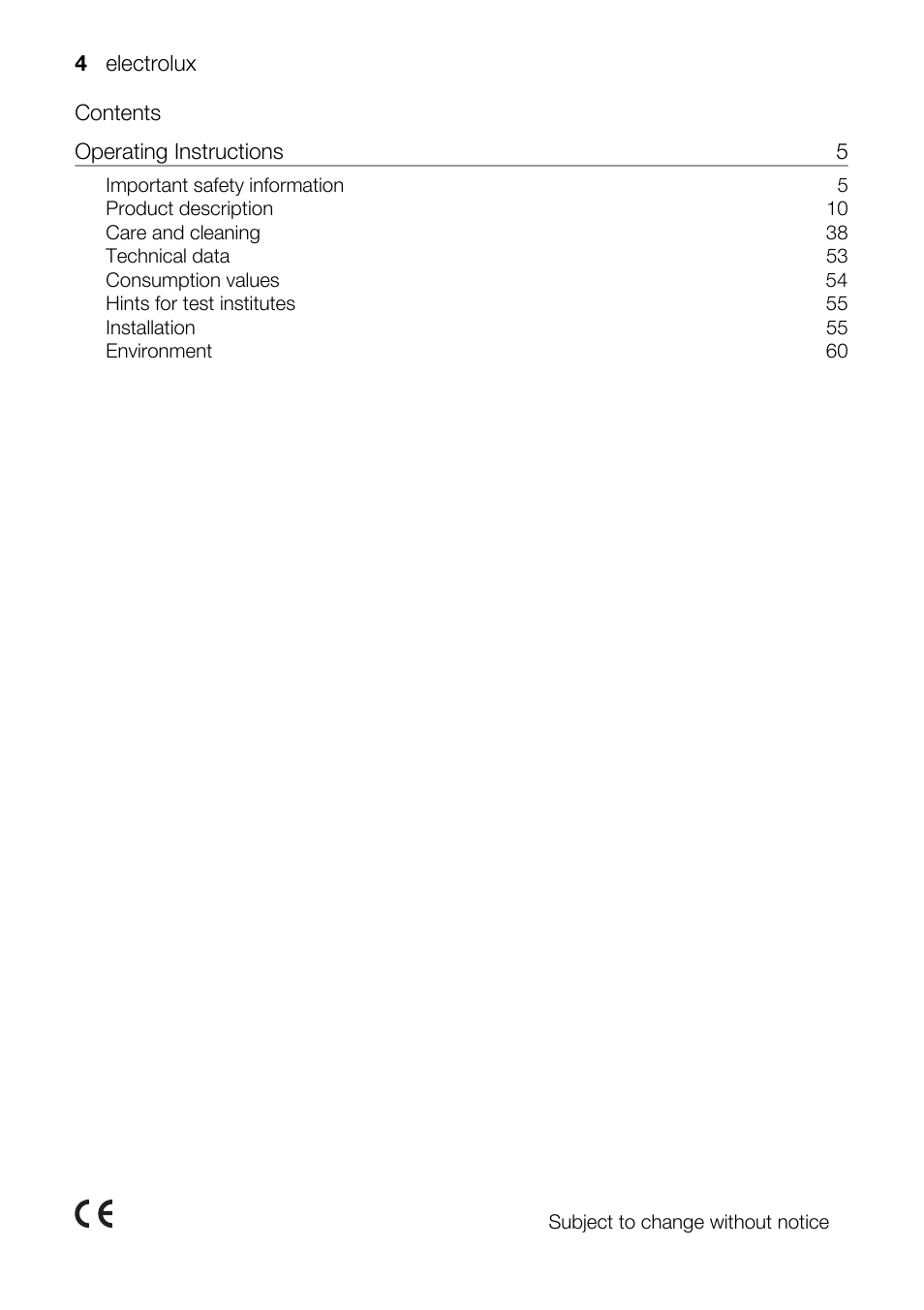 Electrolux TK SL5 E User Manual | Page 4 / 64