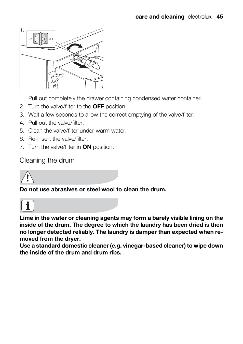 Cleaning the drum | Electrolux TK SL5 E User Manual | Page 45 / 64