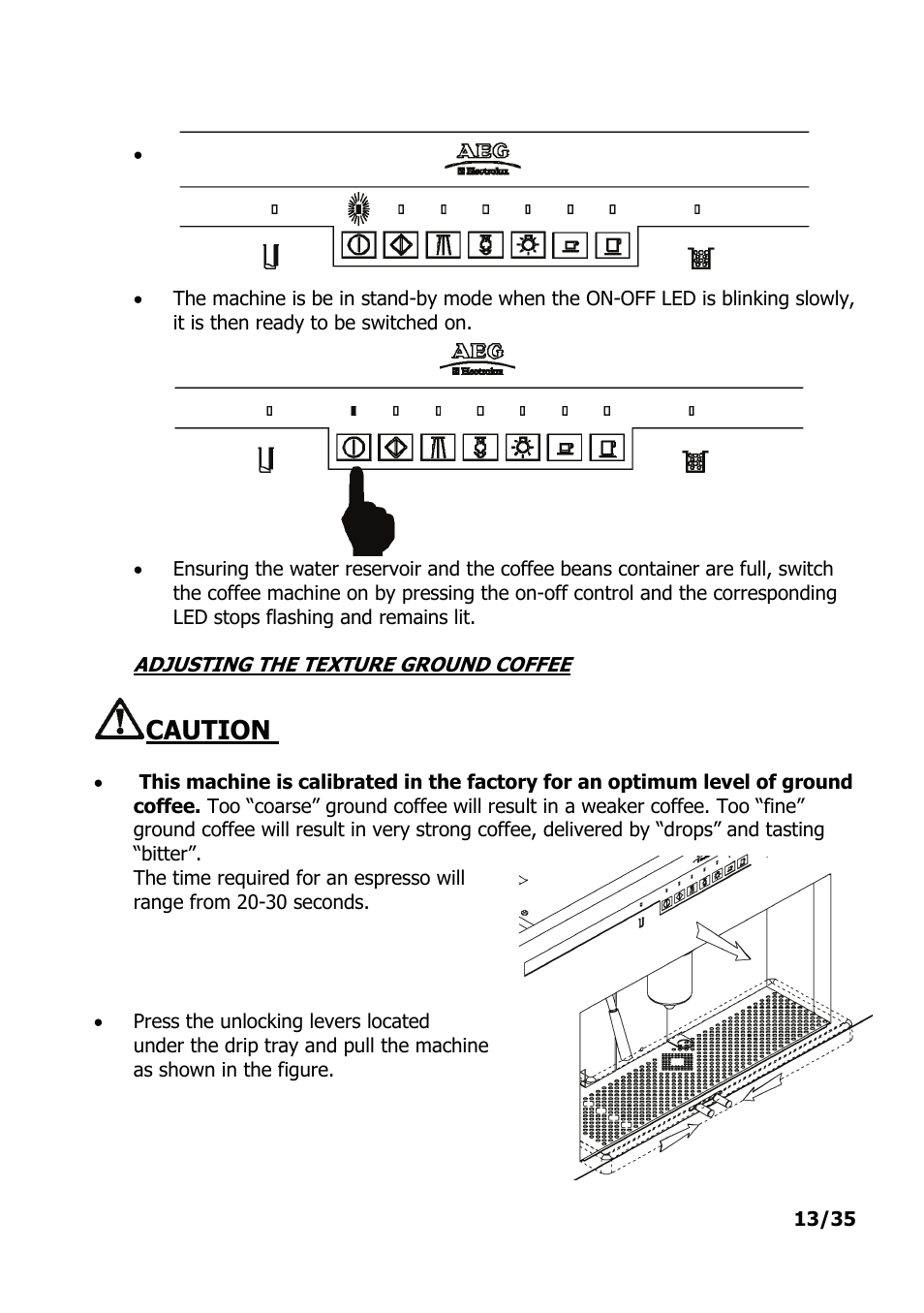 Caution | Electrolux PE 9038-m fww User Manual | Page 13 / 36