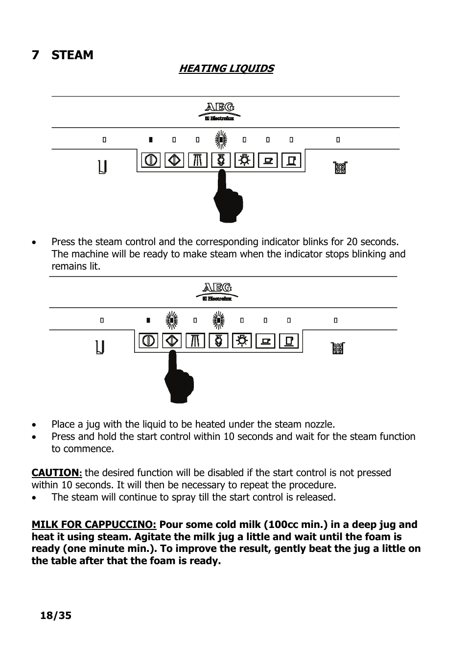 7 steam | Electrolux PE 9038-m fww User Manual | Page 18 / 36