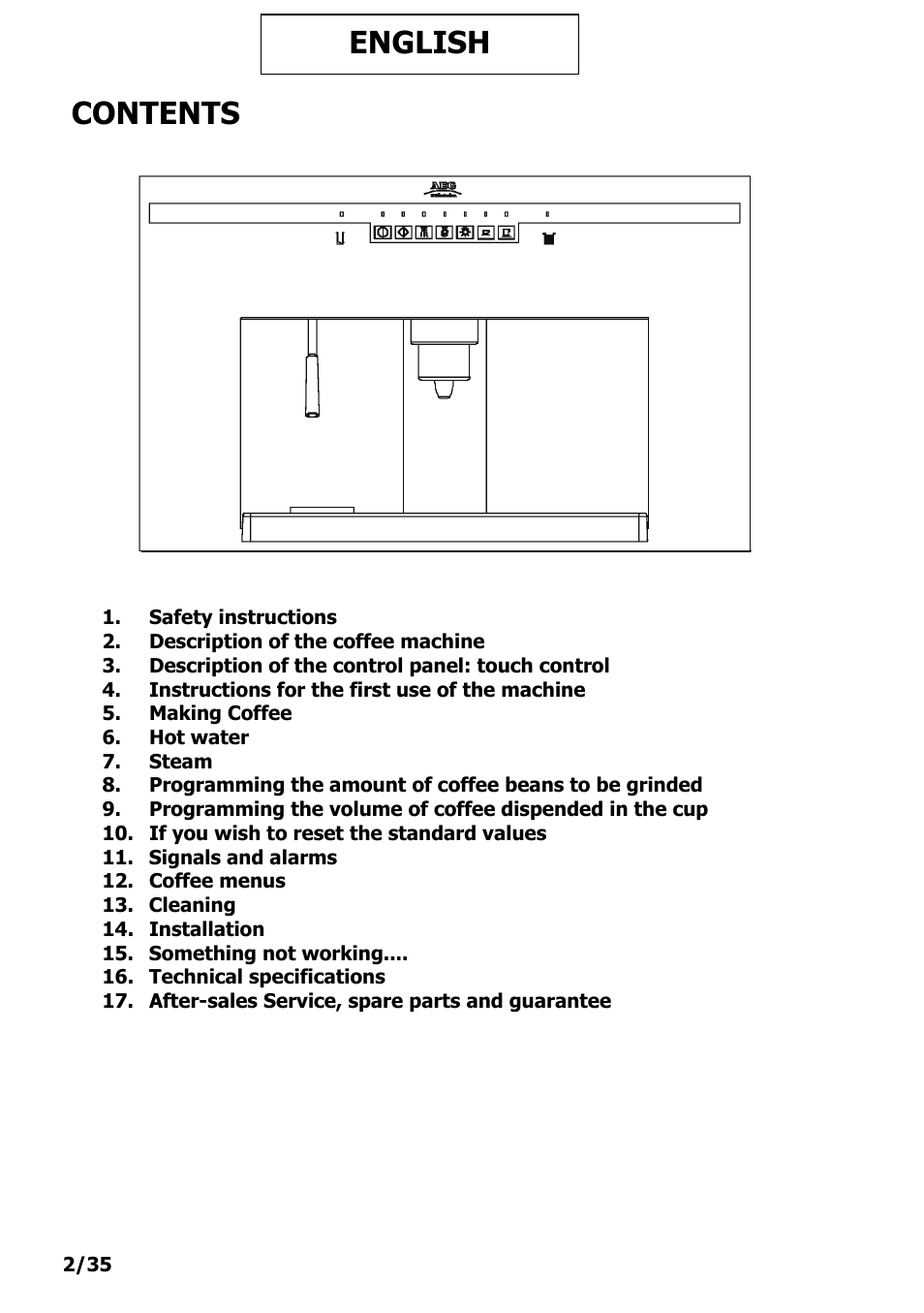 Safety instructions, Making coffee, English contents | Electrolux PE 9038-m fww User Manual | Page 2 / 36