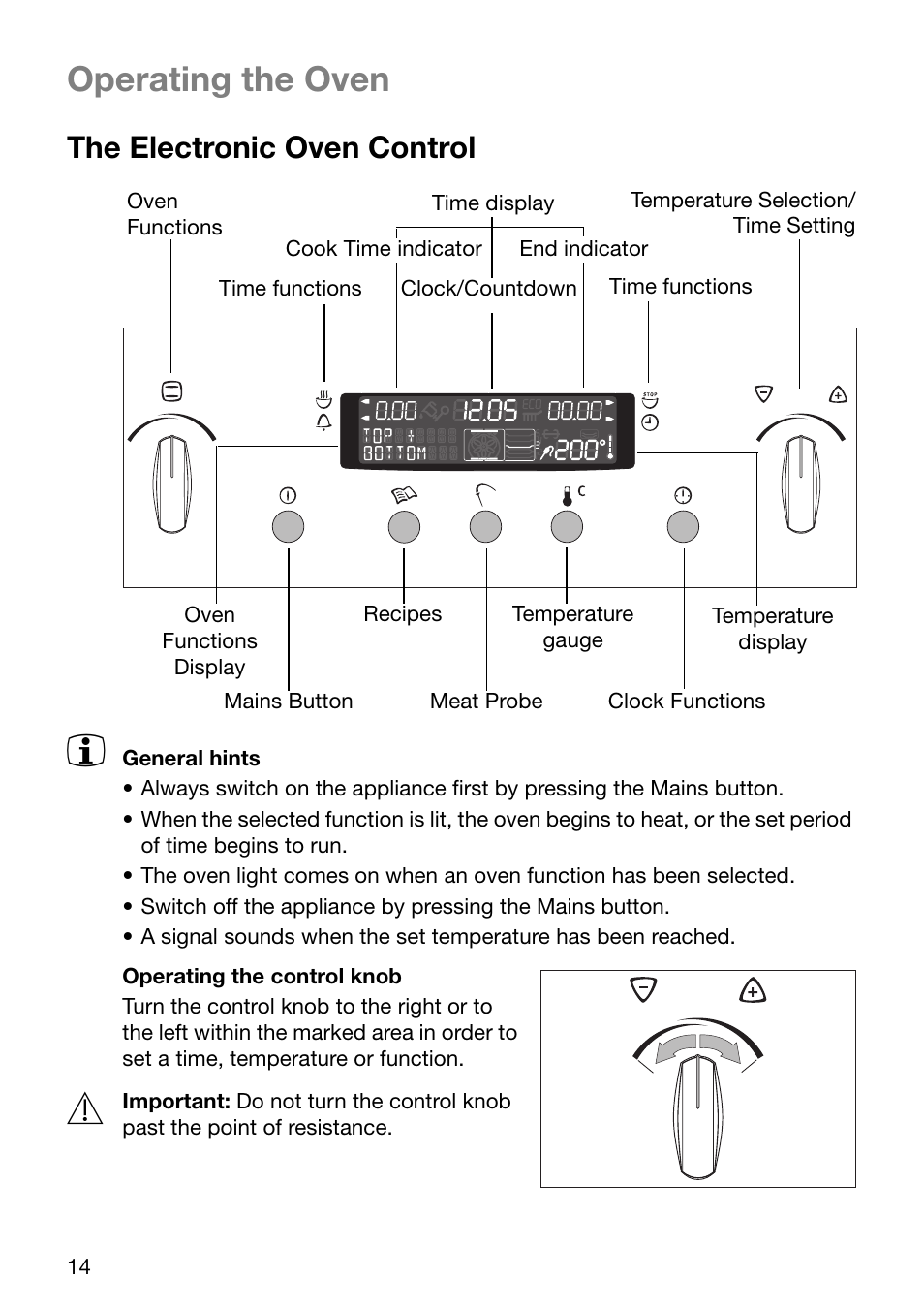Operating the oven, The electronic oven control | Electrolux EOC6690 User Manual | Page 14 / 80
