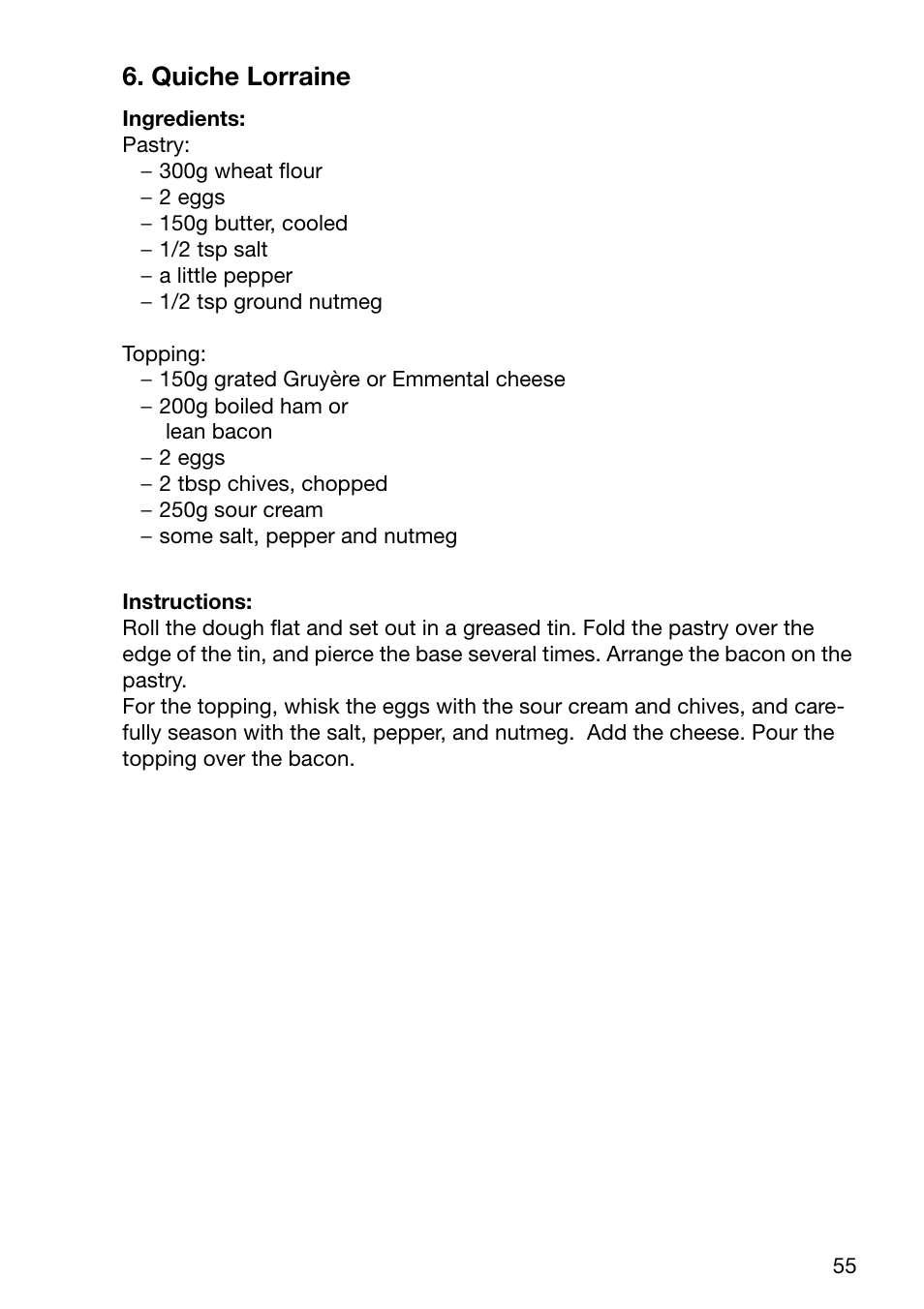 Quiche lorraine | Electrolux EOC6690 User Manual | Page 55 / 80
