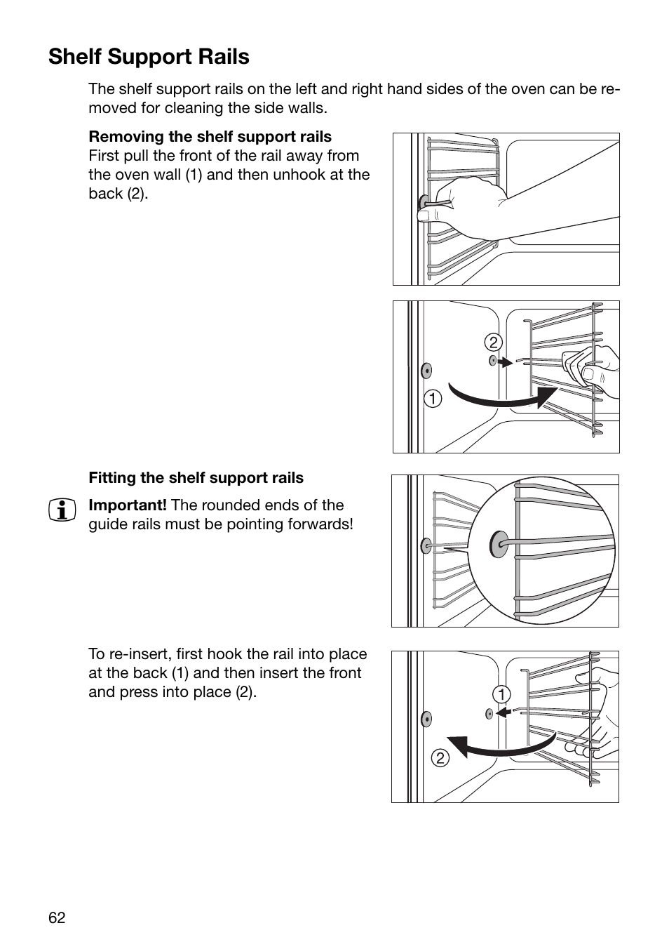 Shelf support rails | Electrolux EOC6690 User Manual | Page 62 / 80