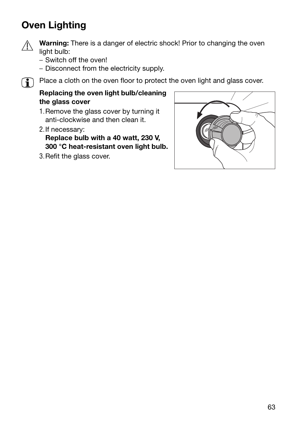 Oven lighting | Electrolux EOC6690 User Manual | Page 63 / 80