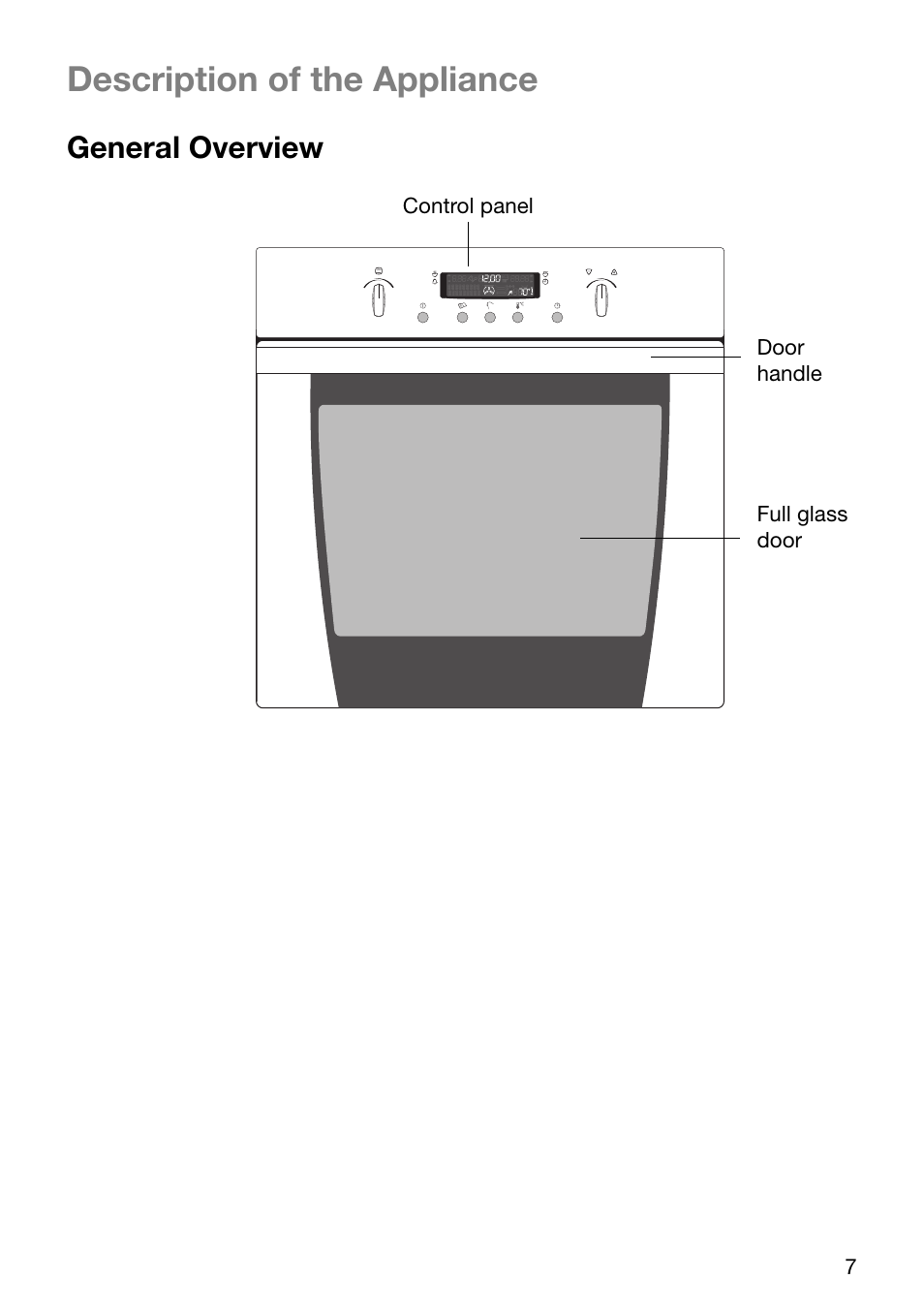 Description of the appliance, General overview | Electrolux EOC6690 User Manual | Page 7 / 80