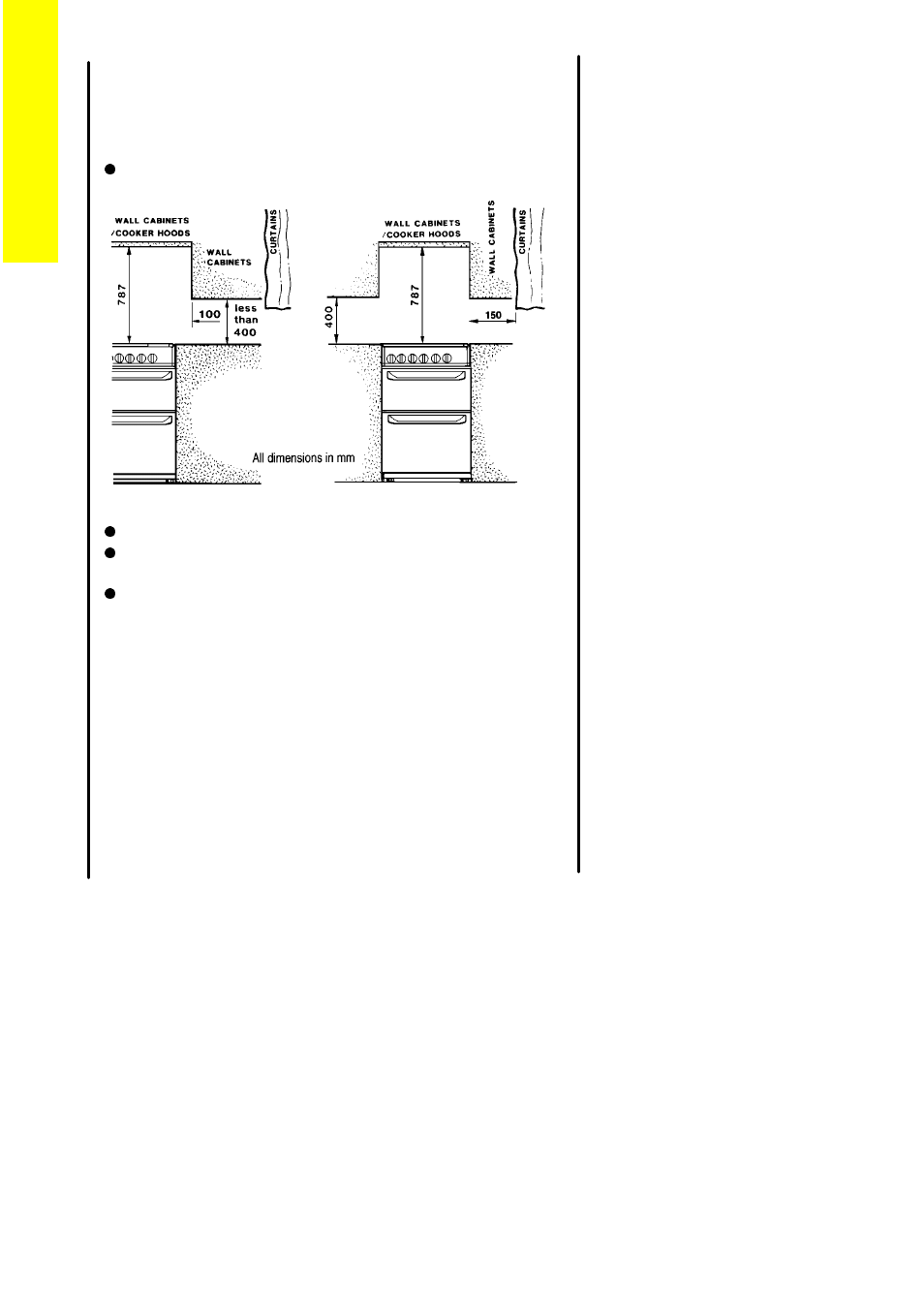 Positioning, Cooker dimensions | Electrolux CSIG 317 User Manual | Page 30 / 48