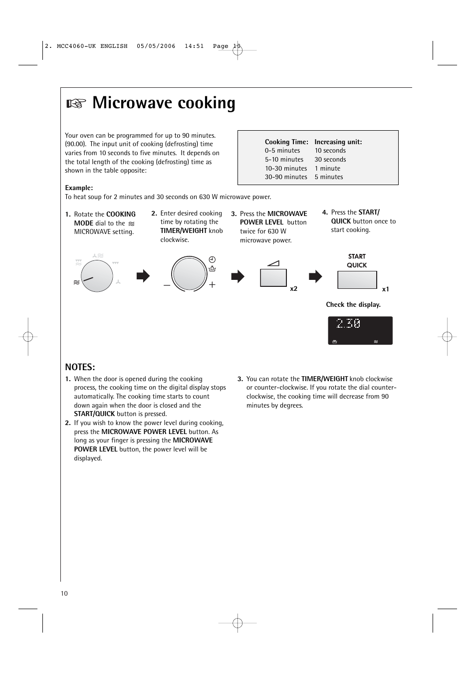 Microwave cooking | Electrolux MCC4060E User Manual | Page 12 / 44