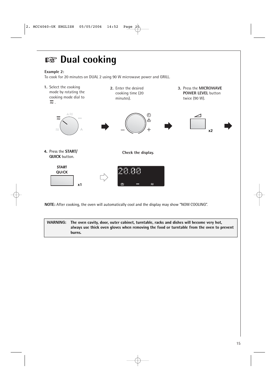 Dual cooking | Electrolux MCC4060E User Manual | Page 17 / 44