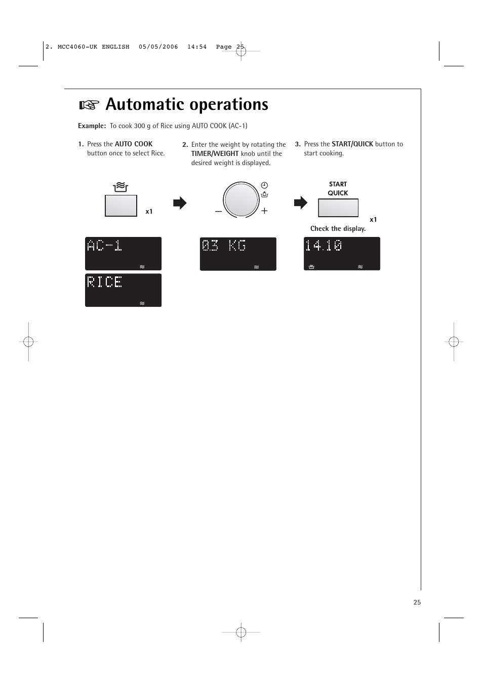 Automatic operations | Electrolux MCC4060E User Manual | Page 27 / 44