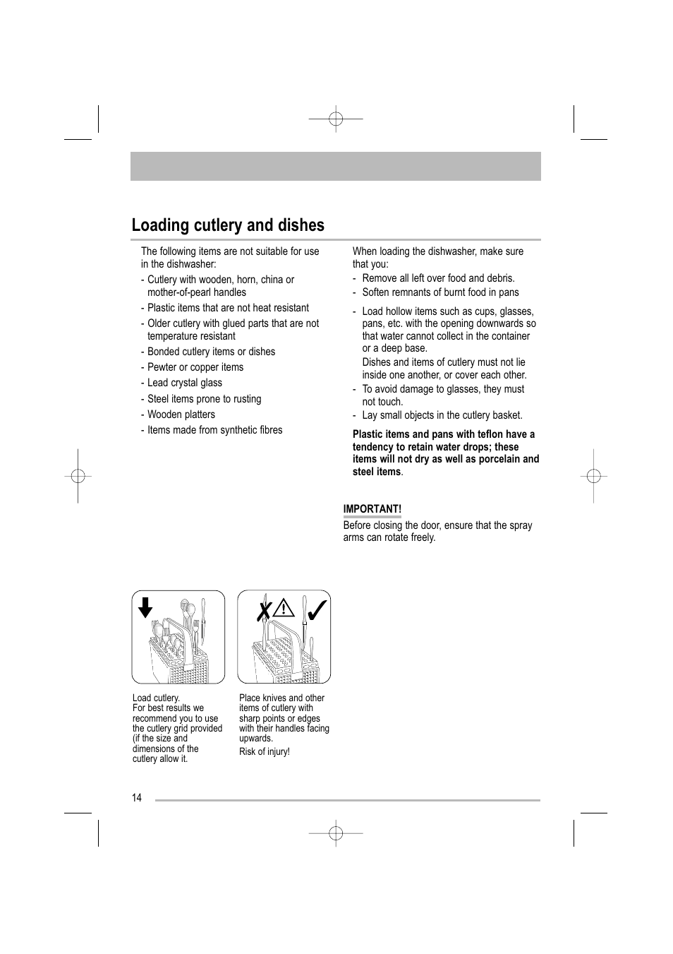 Loading cutlery and dishes | Electrolux ZDF 501 User Manual | Page 14 / 32