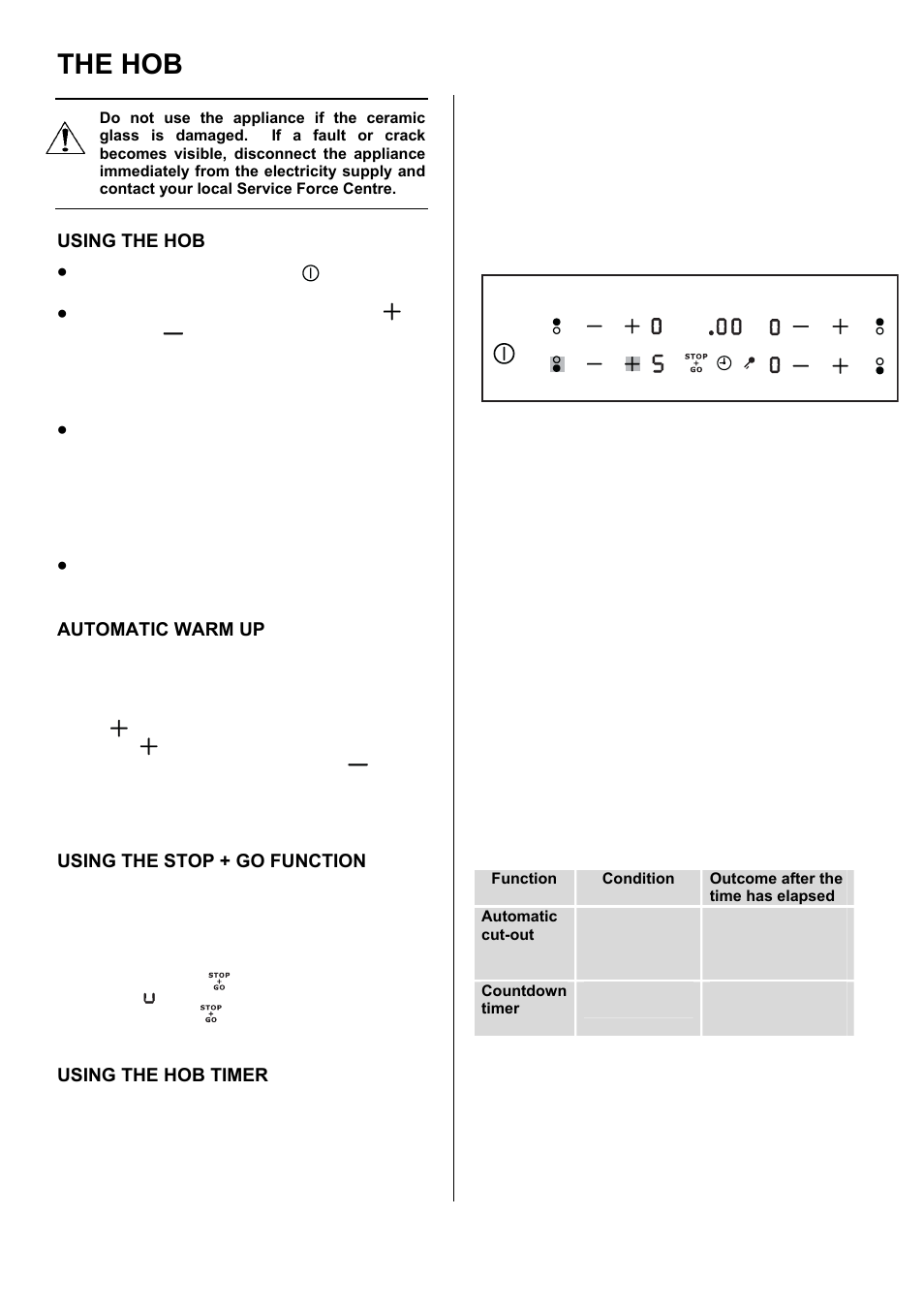 The hob | Electrolux D98000VF User Manual | Page 12 / 48