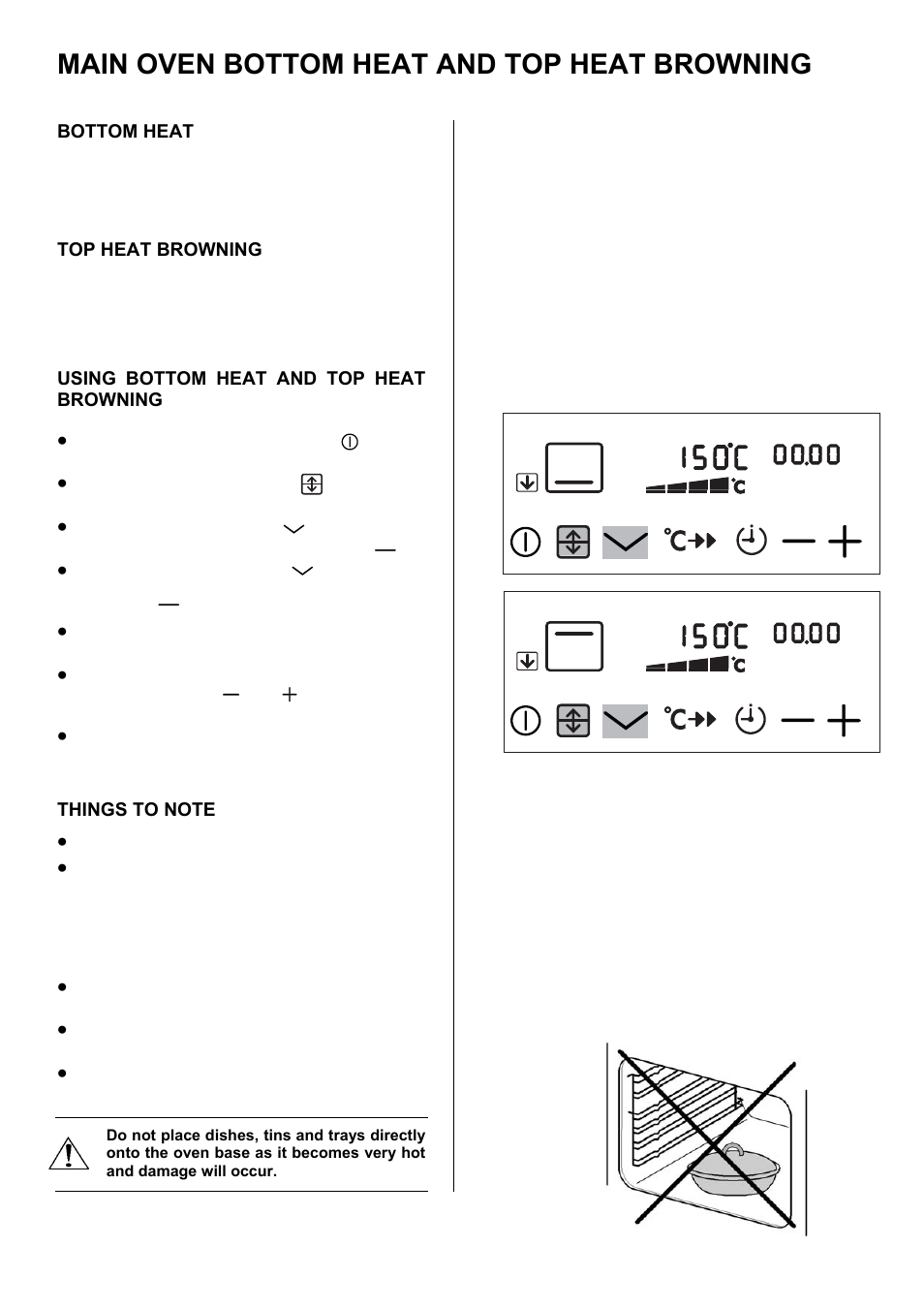Main oven bottom heat and top heat browning | Electrolux D98000VF User Manual | Page 32 / 48