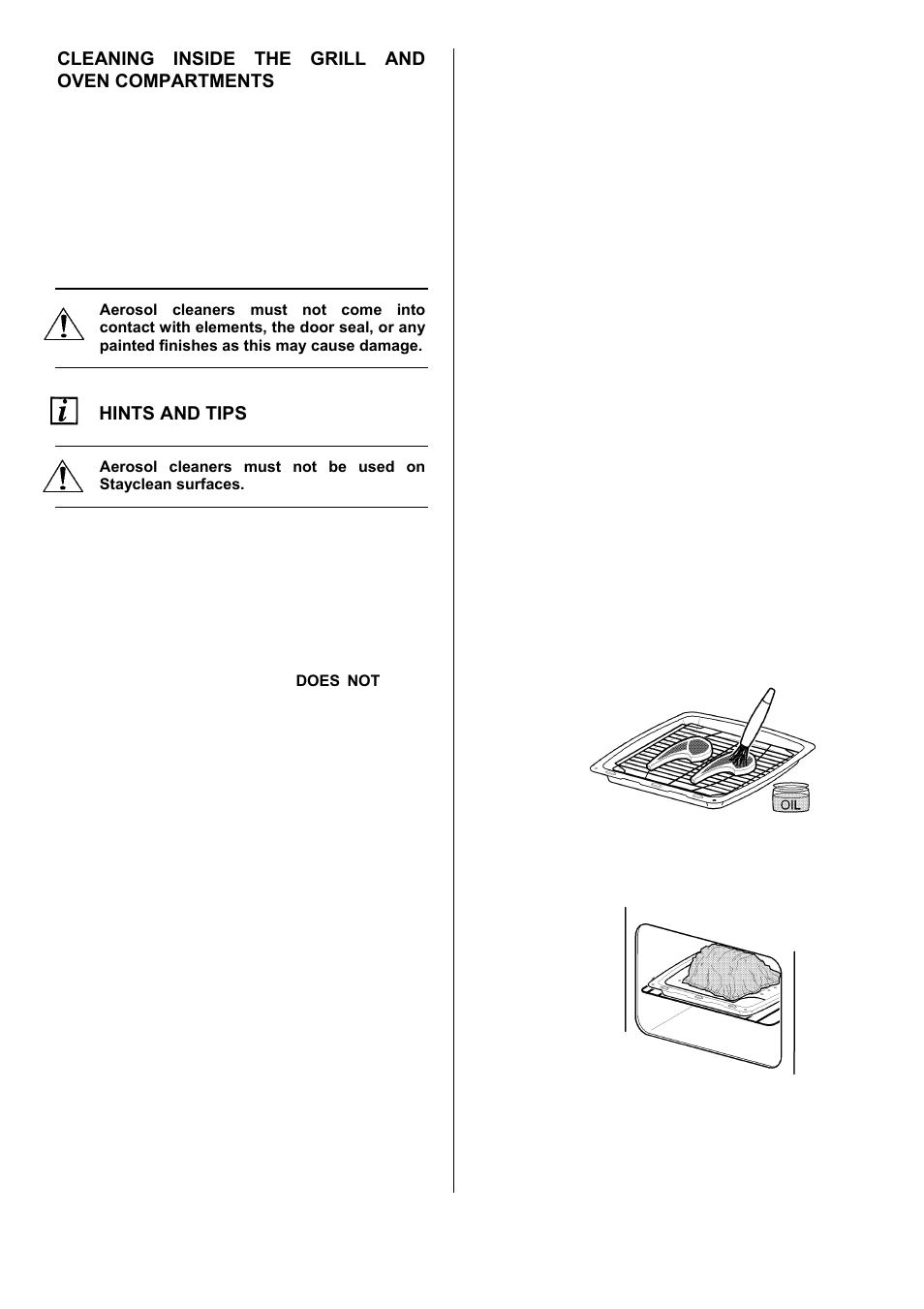 39 cleaning inside the grill and oven compartments, Hints and tips | Electrolux D98000VF User Manual | Page 39 / 48