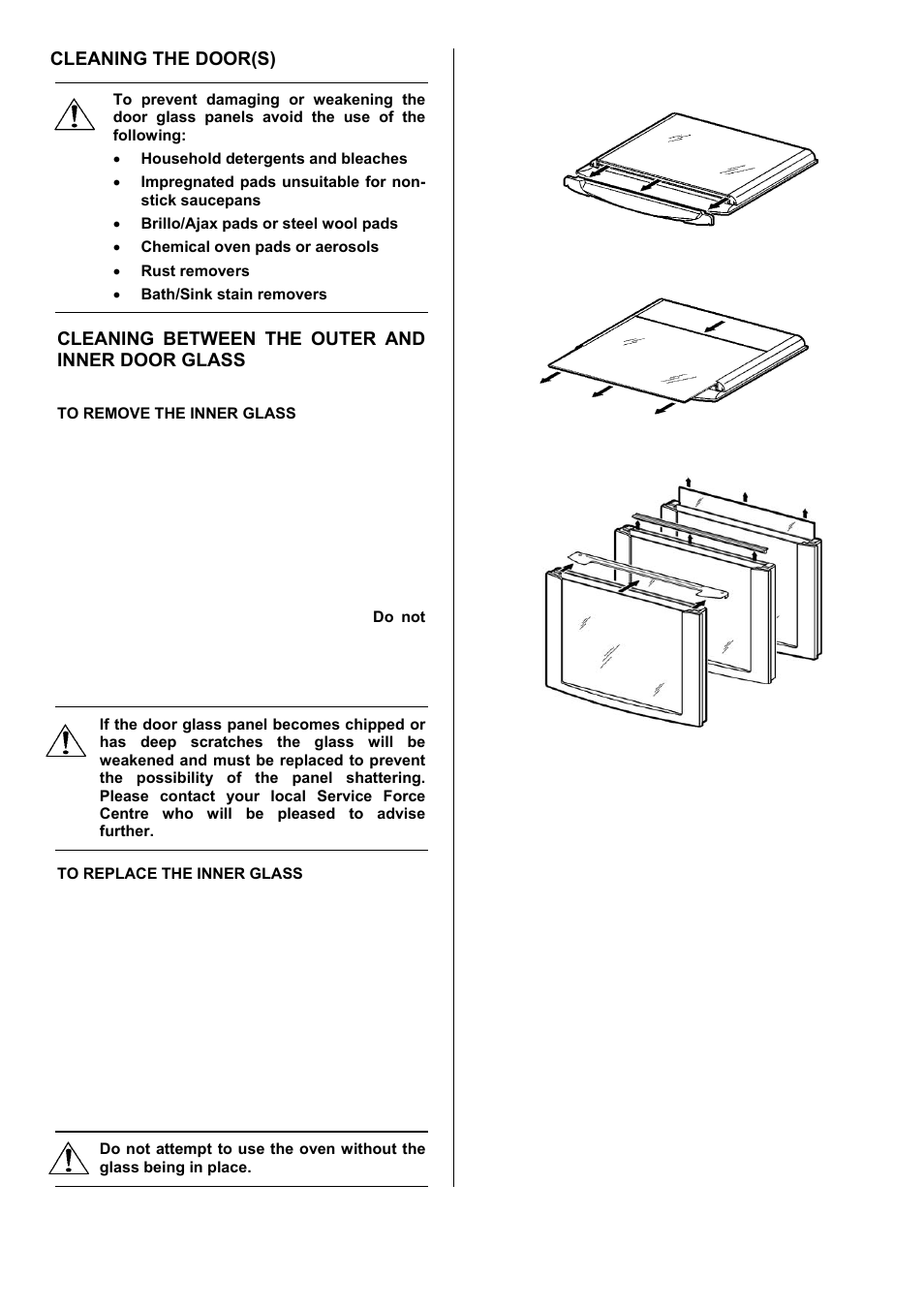 40 cleaning the door(s), Cleaning between the outer and inner door glass | Electrolux D98000VF User Manual | Page 40 / 48