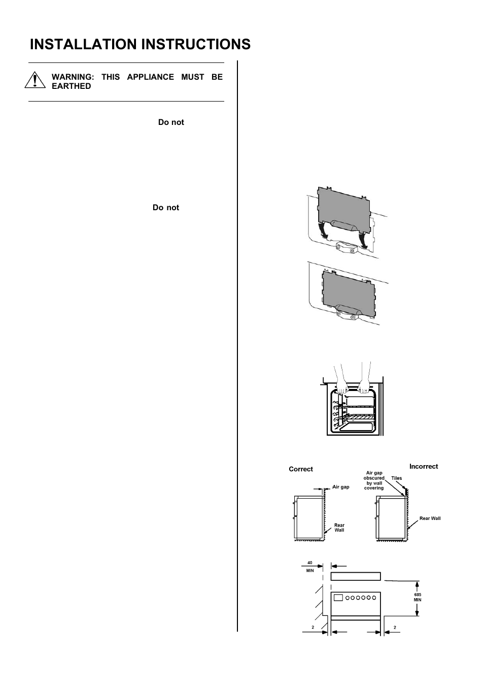 Installation instructions | Electrolux D98000VF User Manual | Page 46 / 48