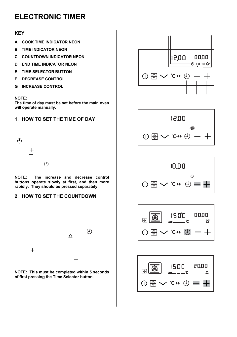 Electronic timer | Electrolux D98000VF User Manual | Page 8 / 48