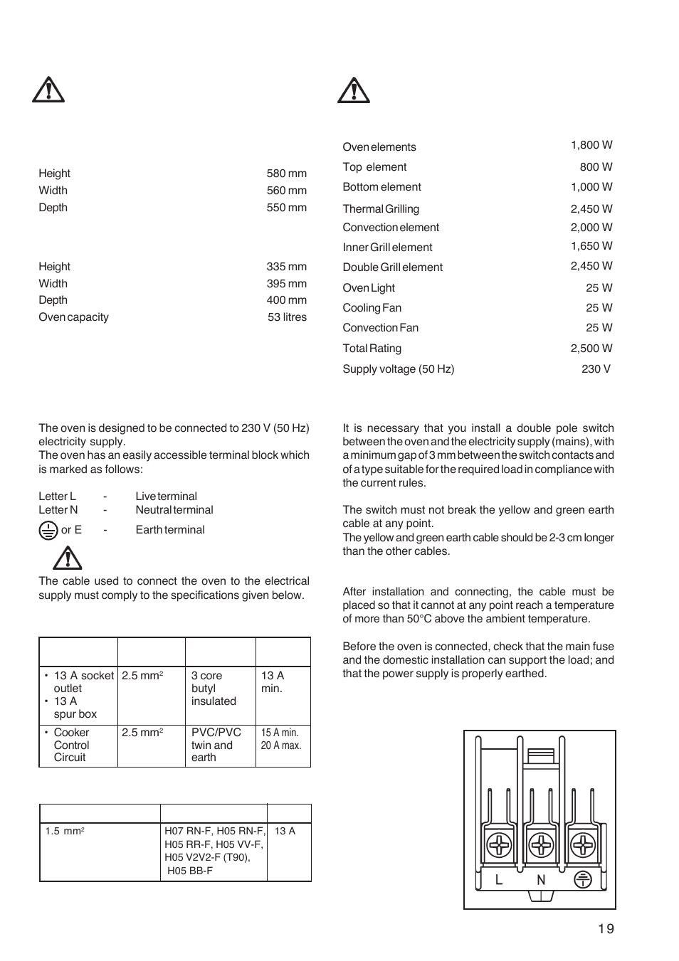 Electrical connection installation, Heating elements rating, Technical data | Electrolux ZBQ 865 User Manual | Page 19 / 24