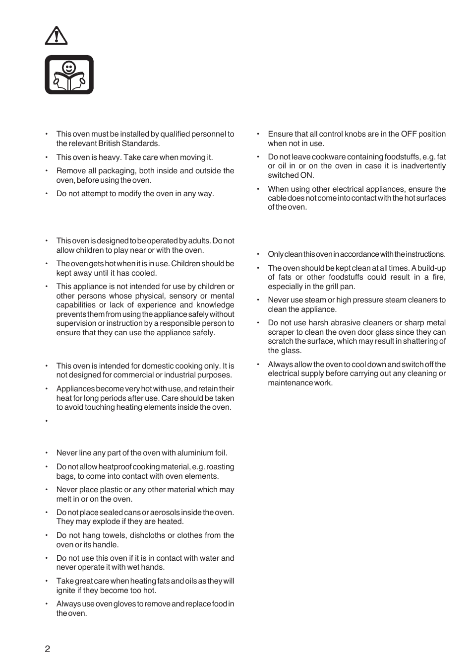 Important safety information, Installation, Child safety | During use, Maintenance and cleaning | Electrolux ZBQ 865 User Manual | Page 2 / 24