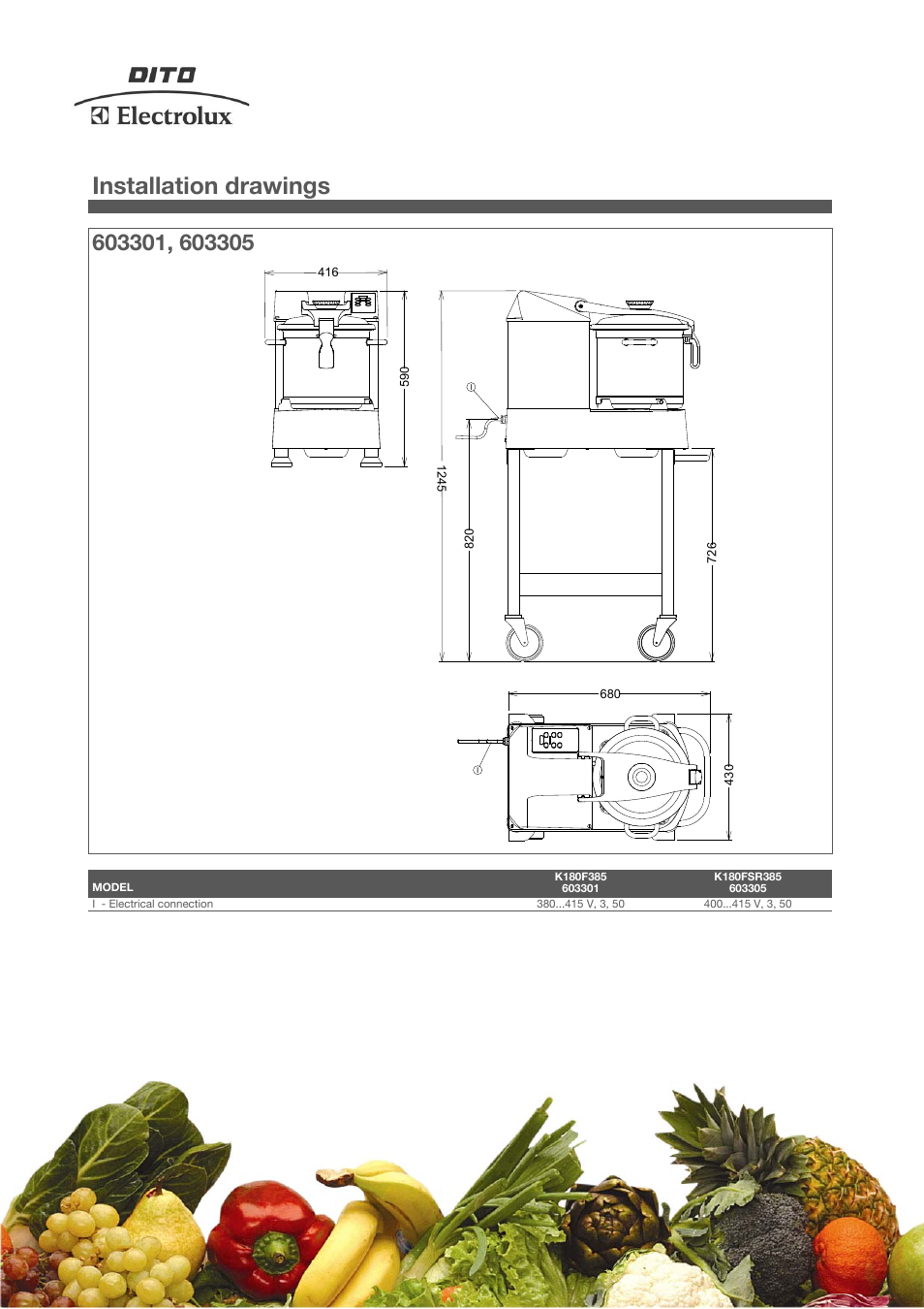 Installation drawings | Electrolux K180F385 User Manual | Page 3 / 4