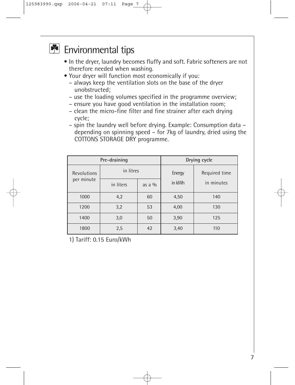 Environmental tips | Electrolux LAVATHERM T56830 User Manual | Page 7 / 33