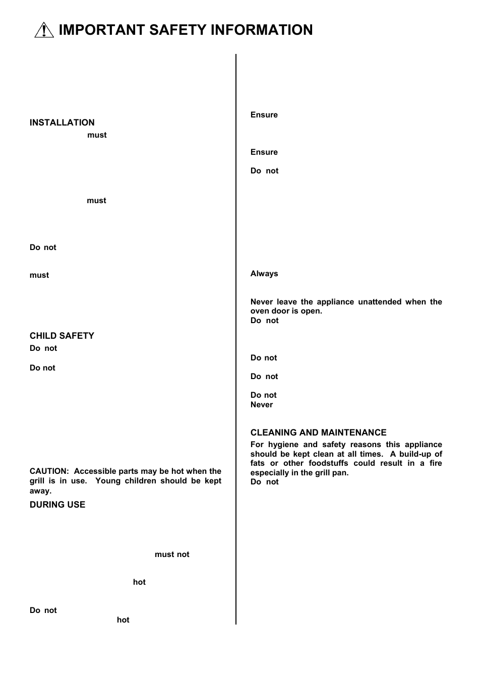 Important safety information | Electrolux D67000VF User Manual | Page 2 / 44