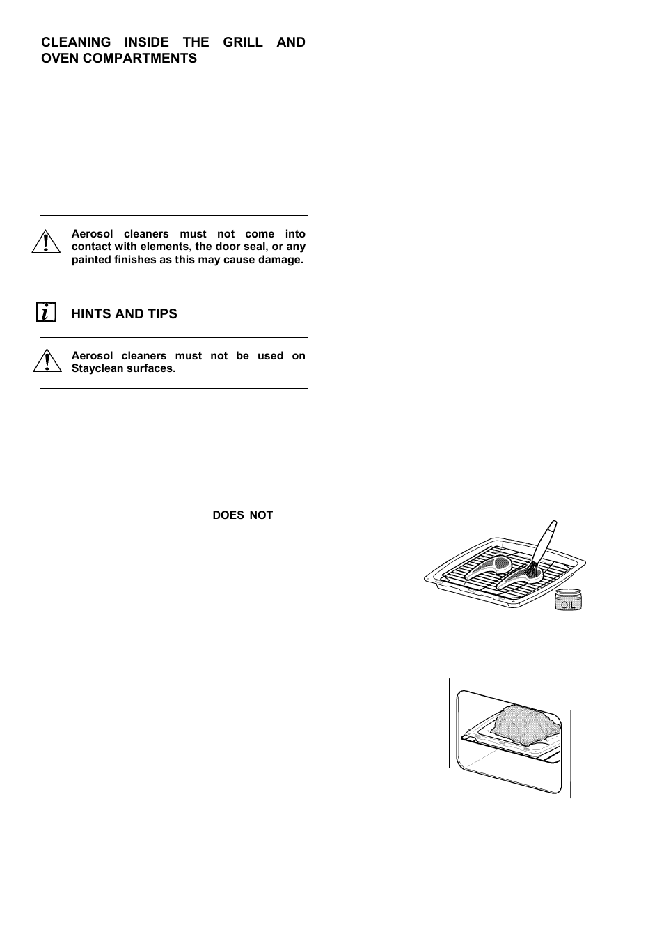 33 cleaning inside the grill and oven compartments, Hints and tips | Electrolux D67000VF User Manual | Page 33 / 44
