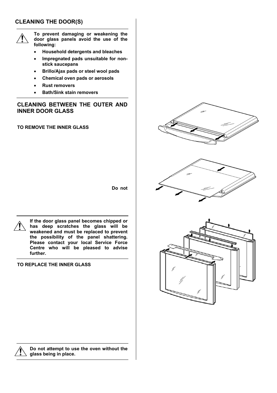 34 cleaning the door(s), Cleaning between the outer and inner door glass | Electrolux D67000VF User Manual | Page 34 / 44